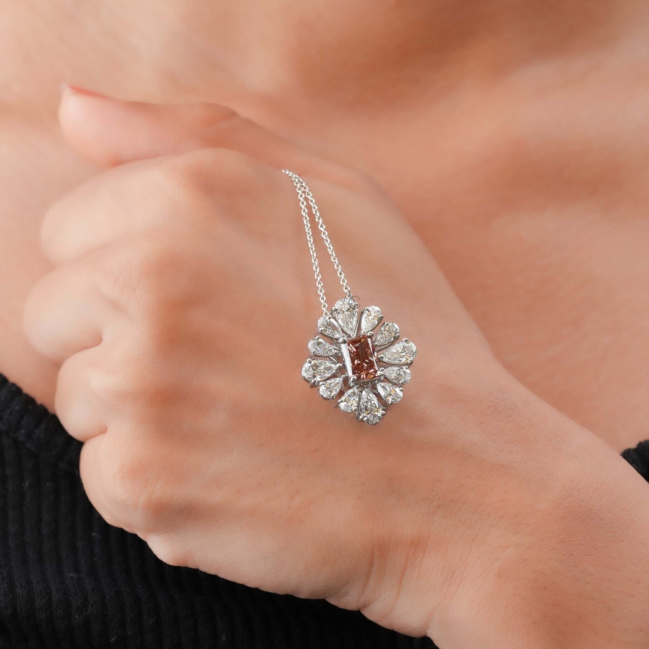 Monroe Deco Bloom Pink & Pear Diamond Pendant