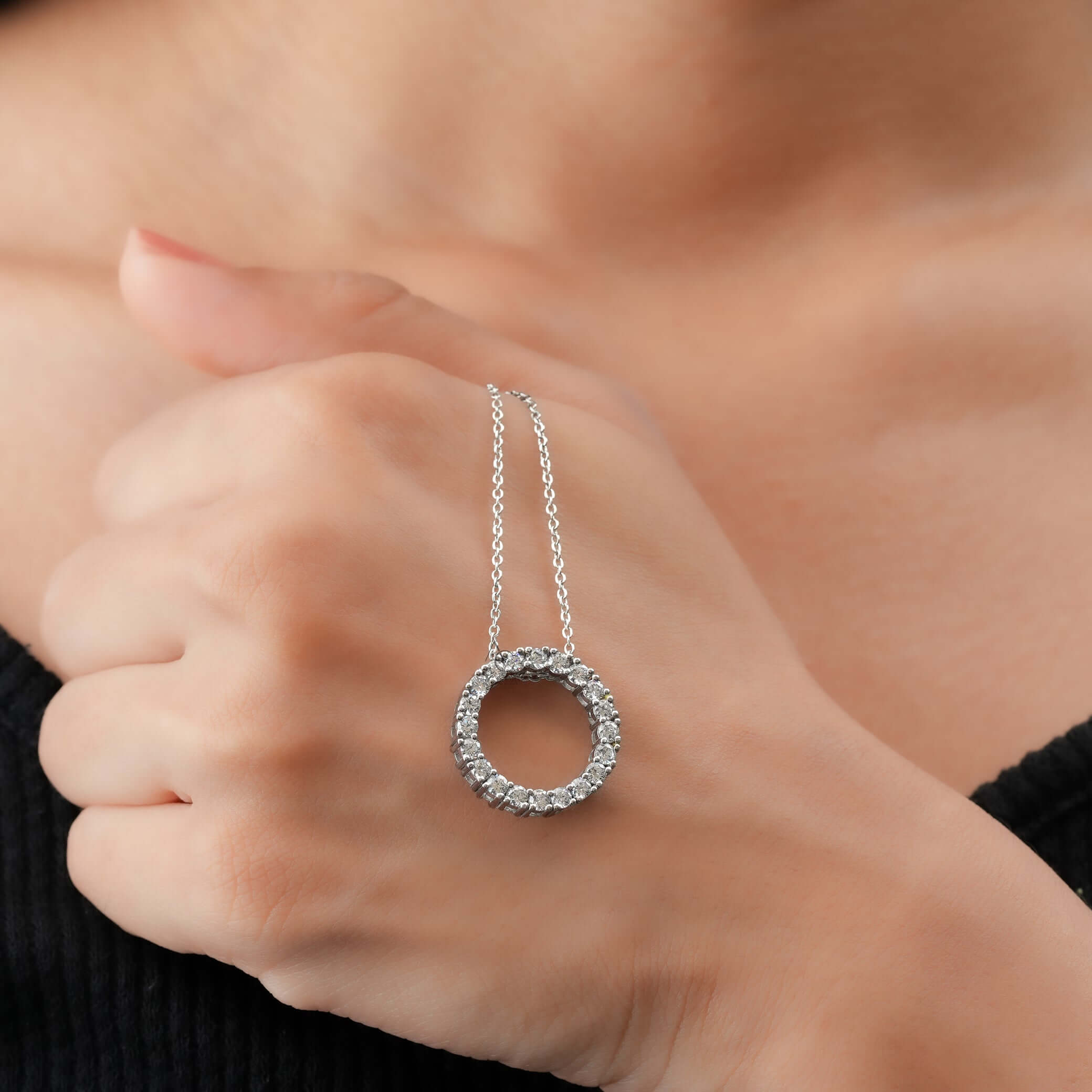 Winslet Eternal Circle Diamond Pendant Necklace