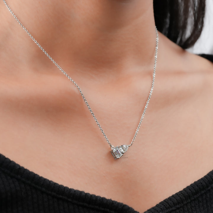 2.00 Ct Asymmetric Pear and Emerald Diamond Pendant