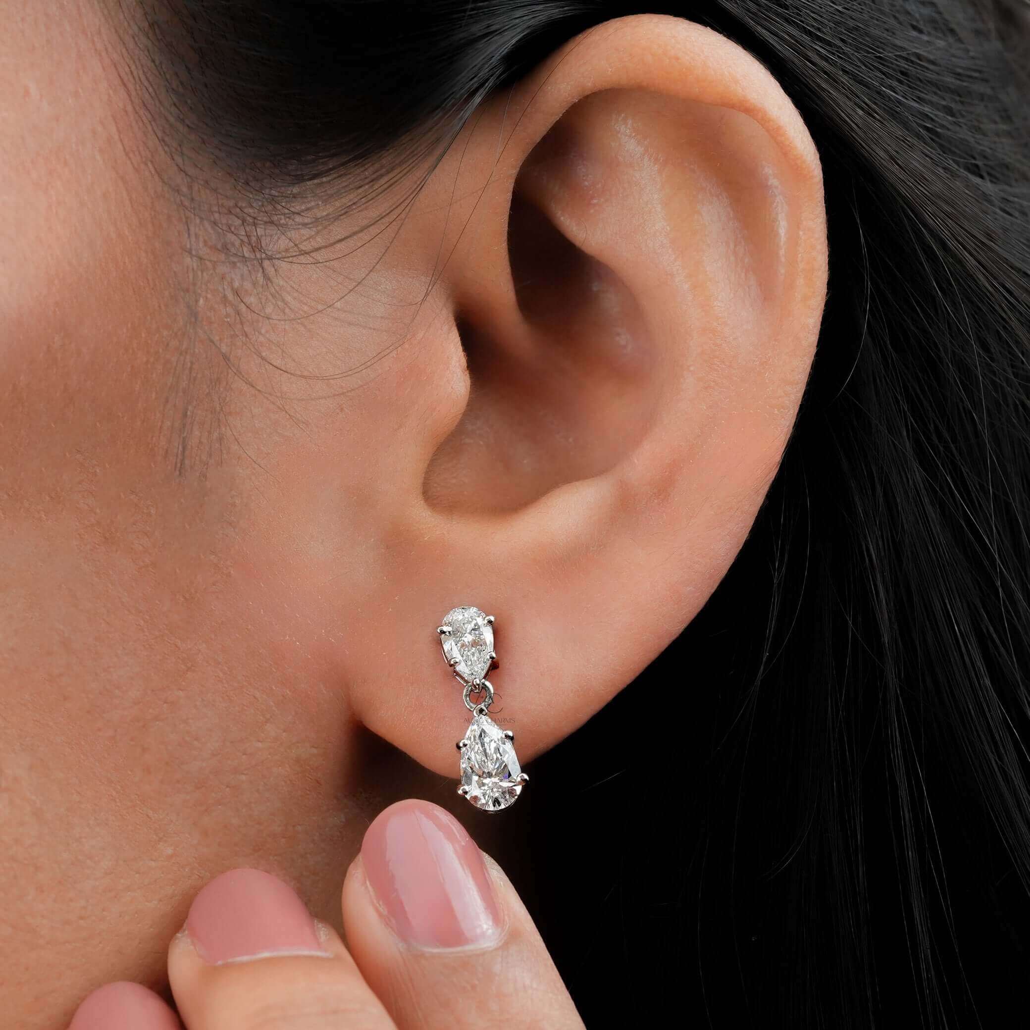 Monroe Teardrop Pear Diamond Dangle Earrings