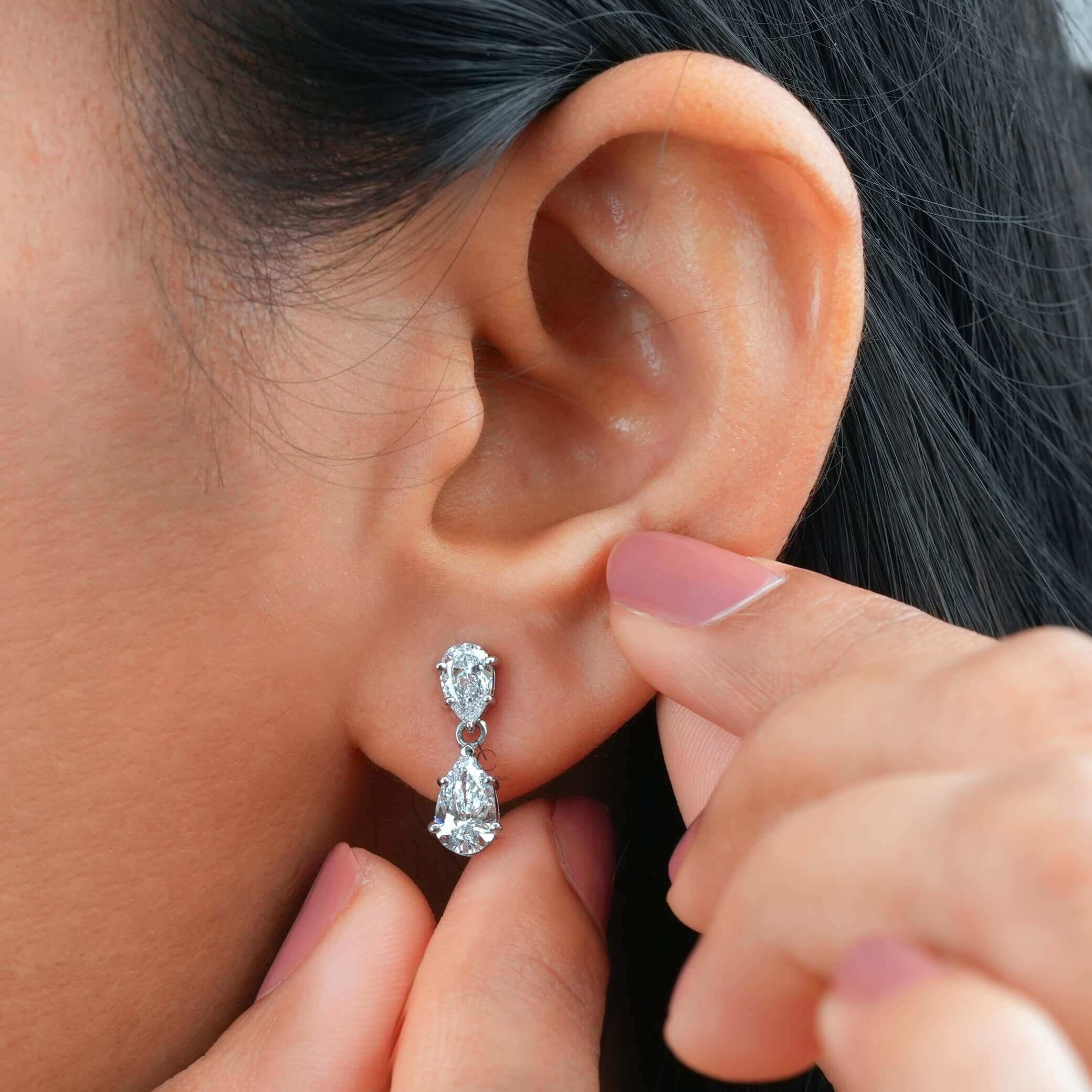 Monroe Teardrop Pear Diamond Dangle Earrings