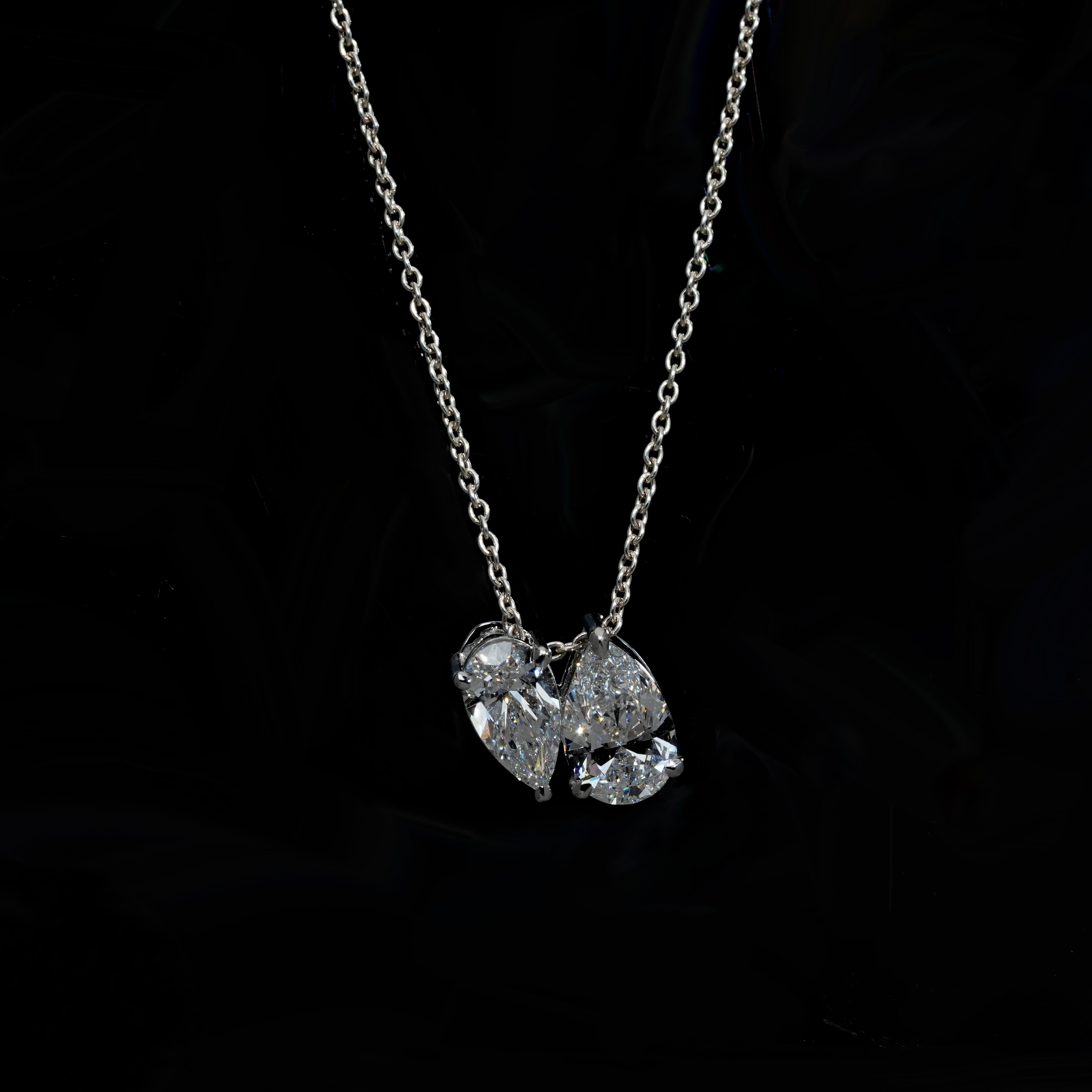 2.00 Ct Toi et Moi Pear Diamond Necklace