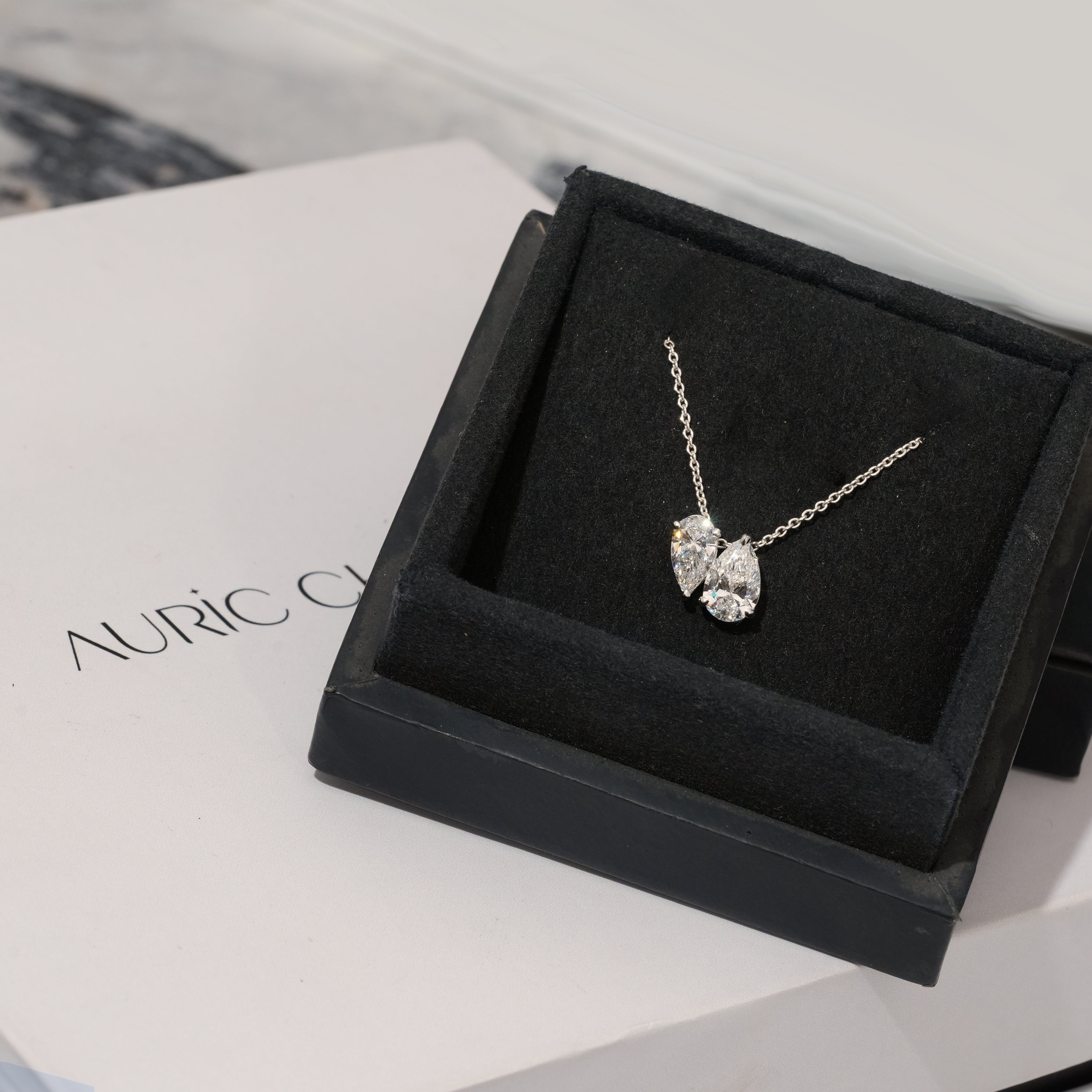 2.00 Ct Toi et Moi Pear Diamond Necklace