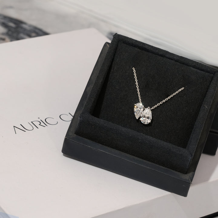 2.00 Ct Toi et Moi Pear Diamond Necklace