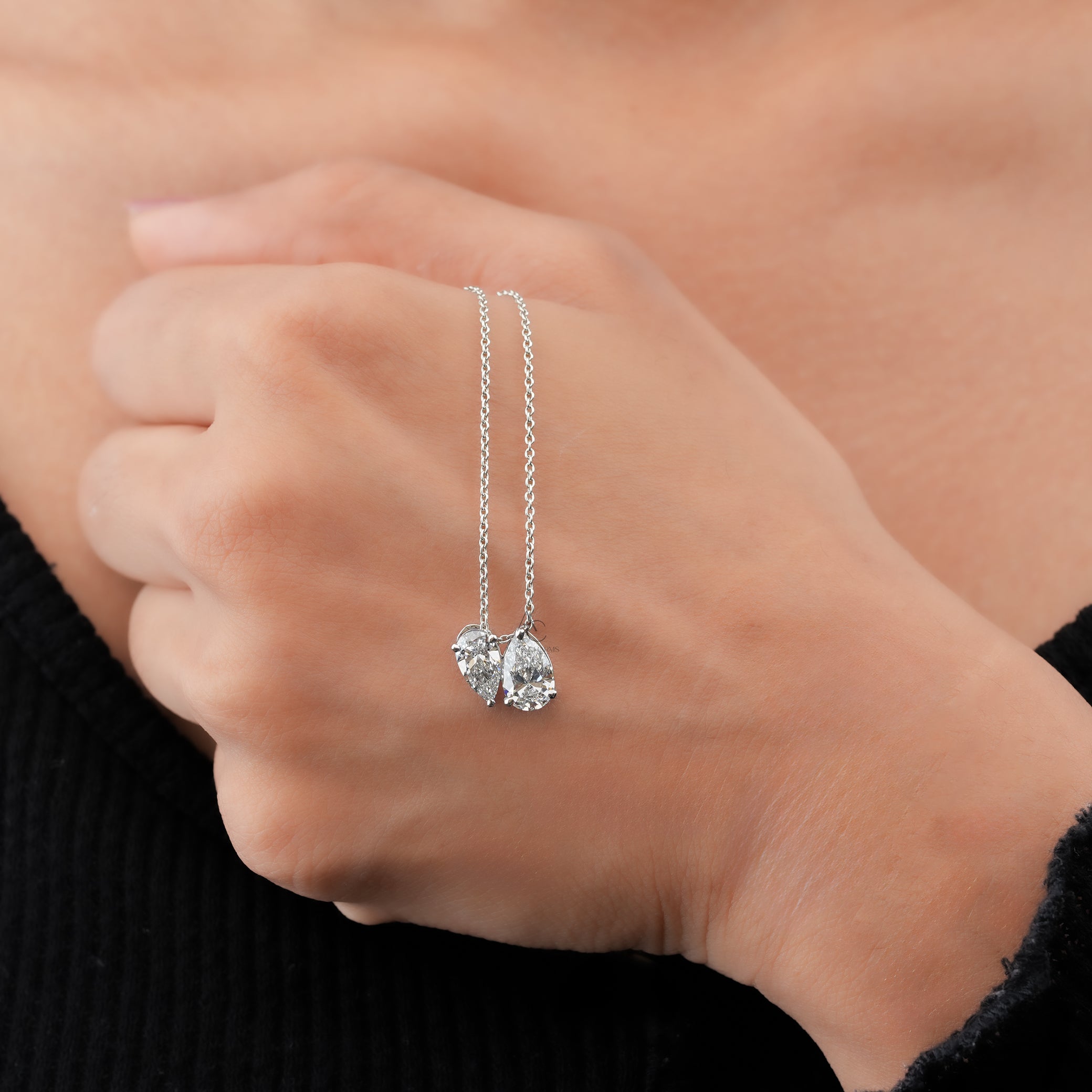 2.00 Ct Toi et Moi Pear Diamond Necklace