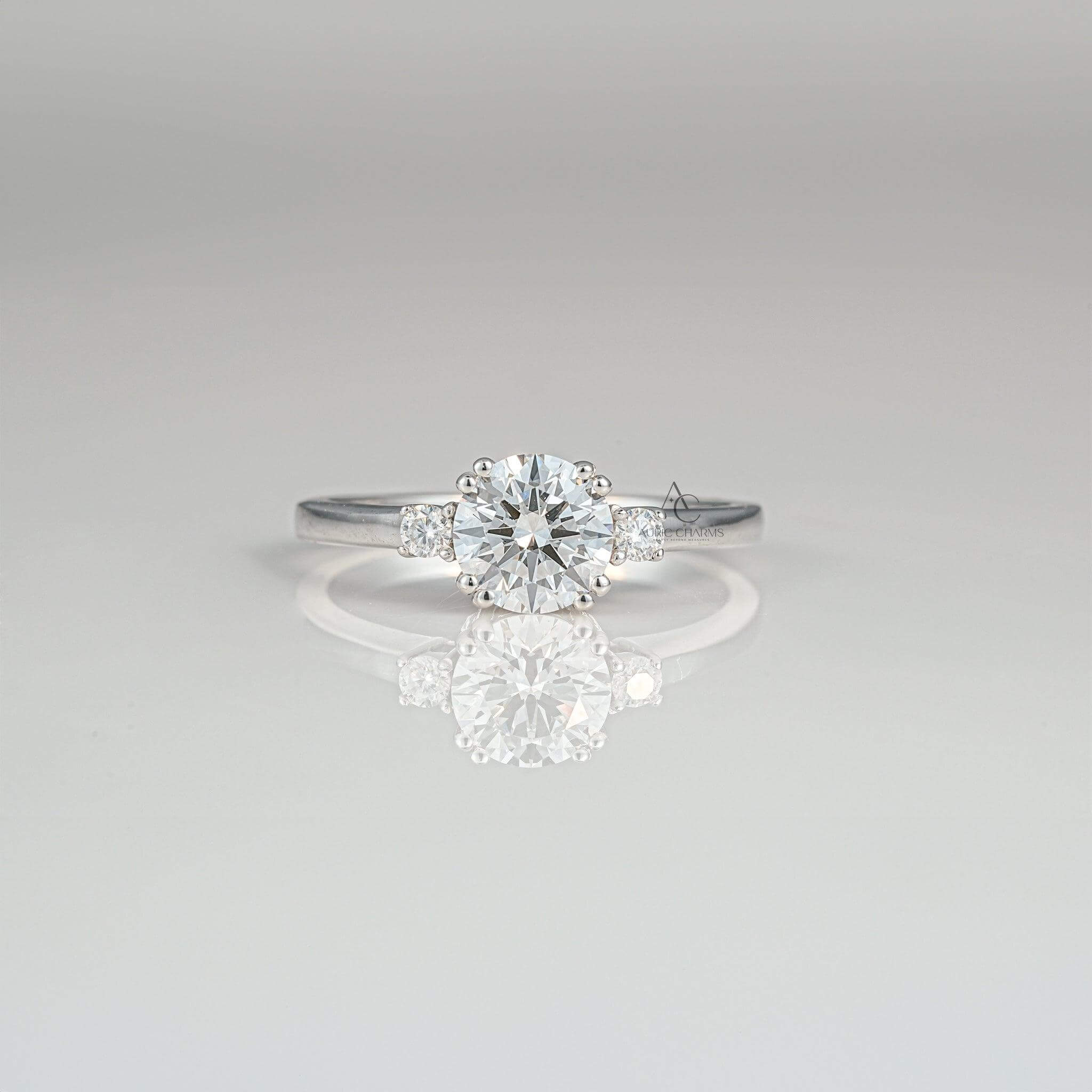 Celestine Three-Stone Round Lab Diamond Ring