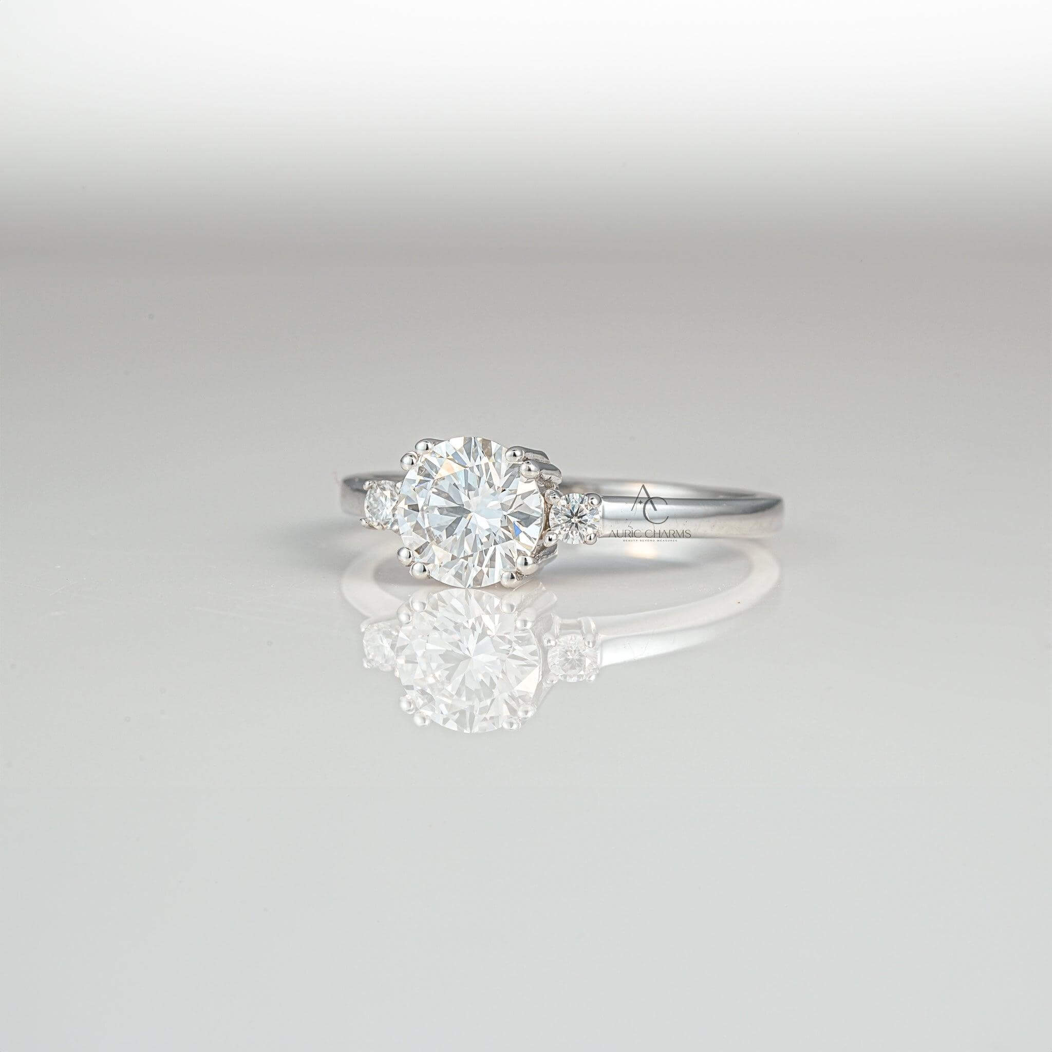 Celestine Three-Stone Round Lab Diamond Ring