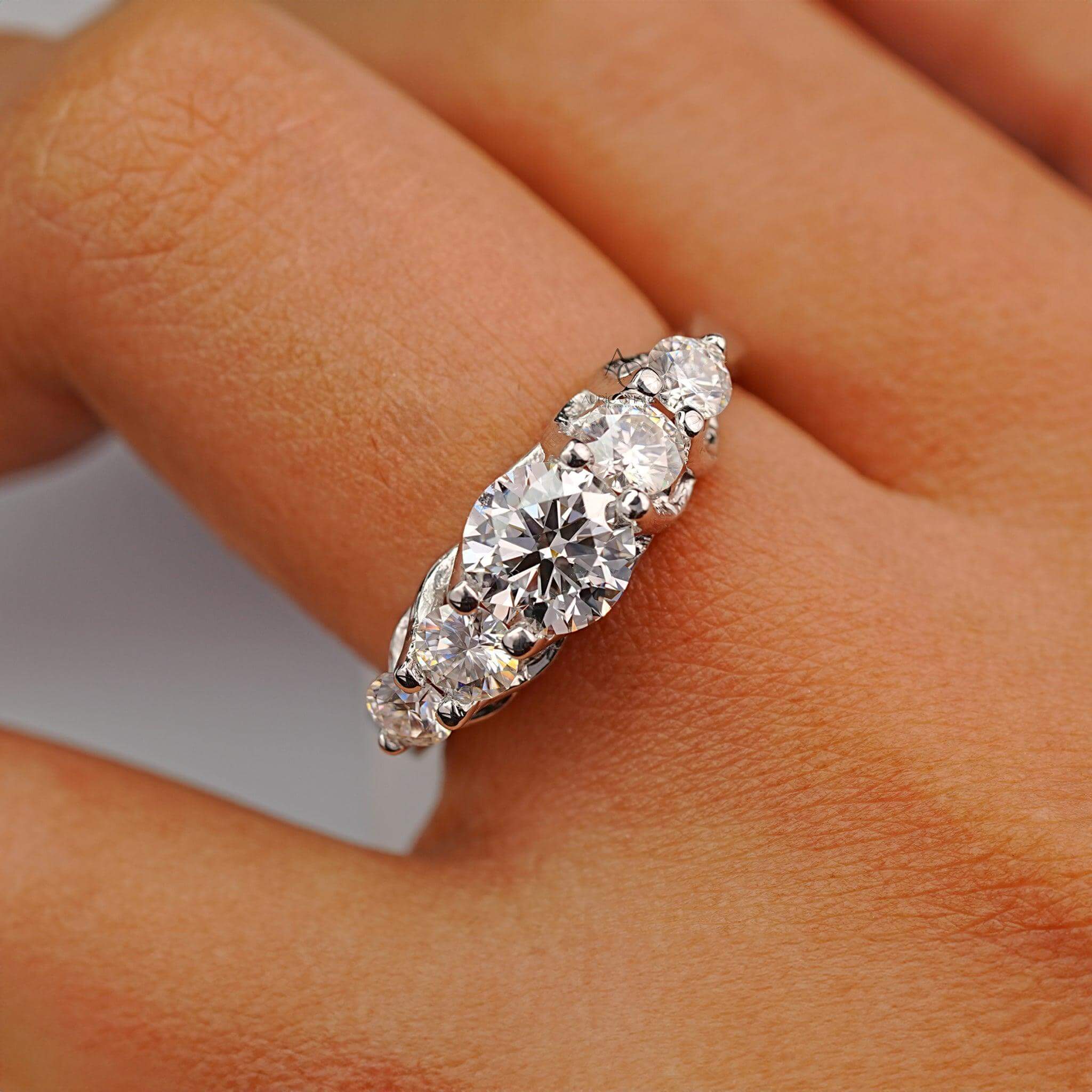 Luxurious lab-grown diamond ring on hand, highlighting its radiant sparkle and classic style.