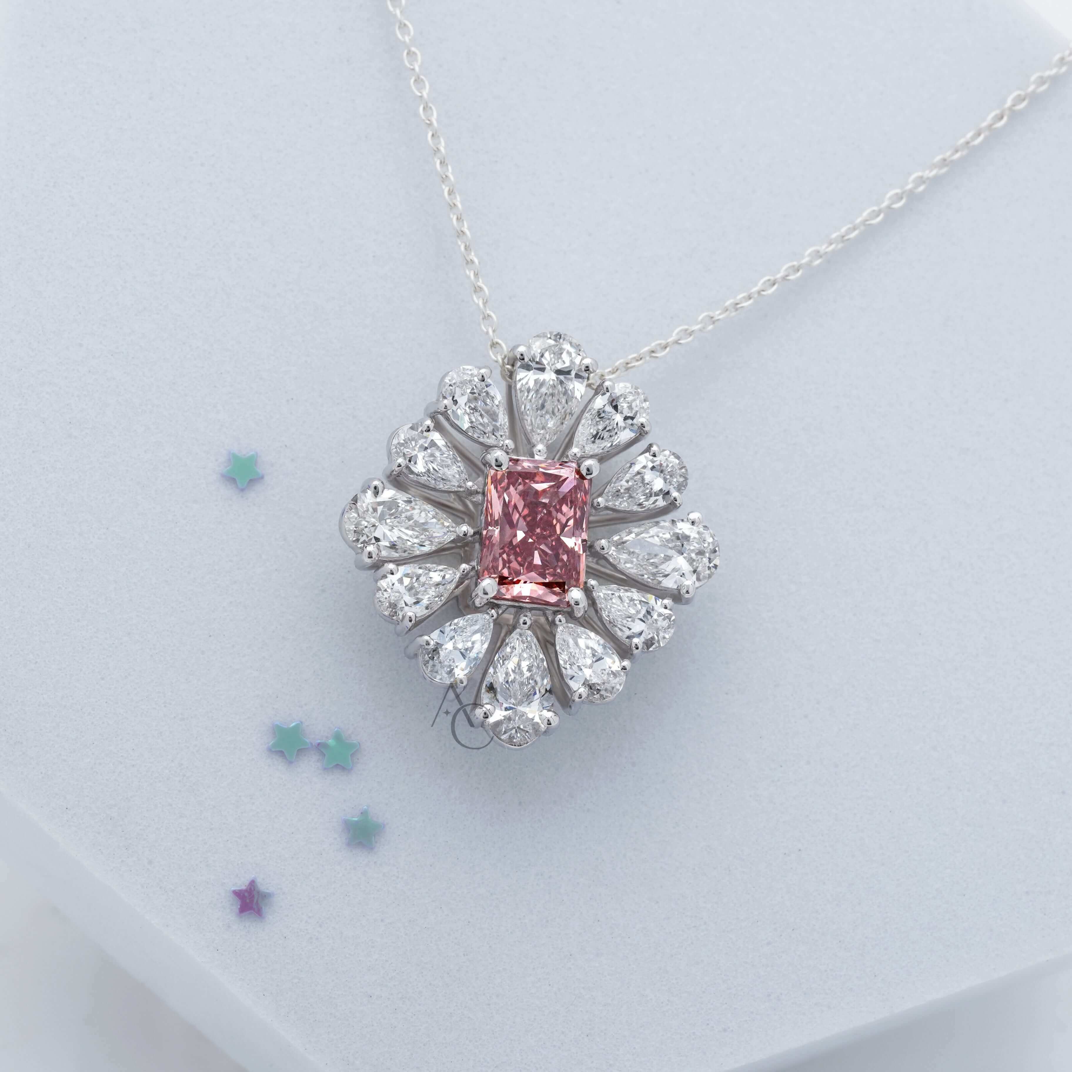 Monroe Deco Bloom Pink & Pear Diamond Pendant