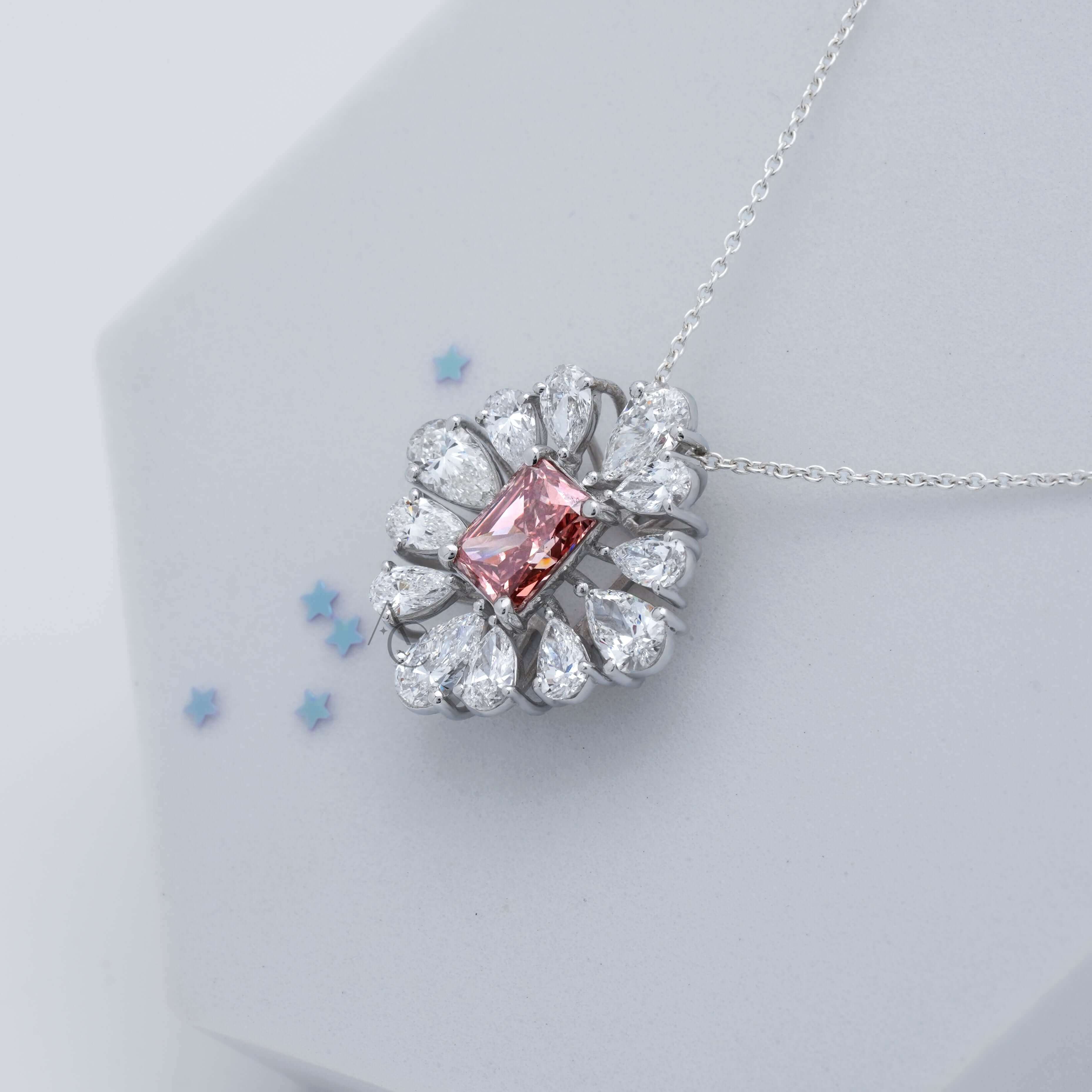 Monroe Deco Bloom Pink & Pear Diamond Pendant