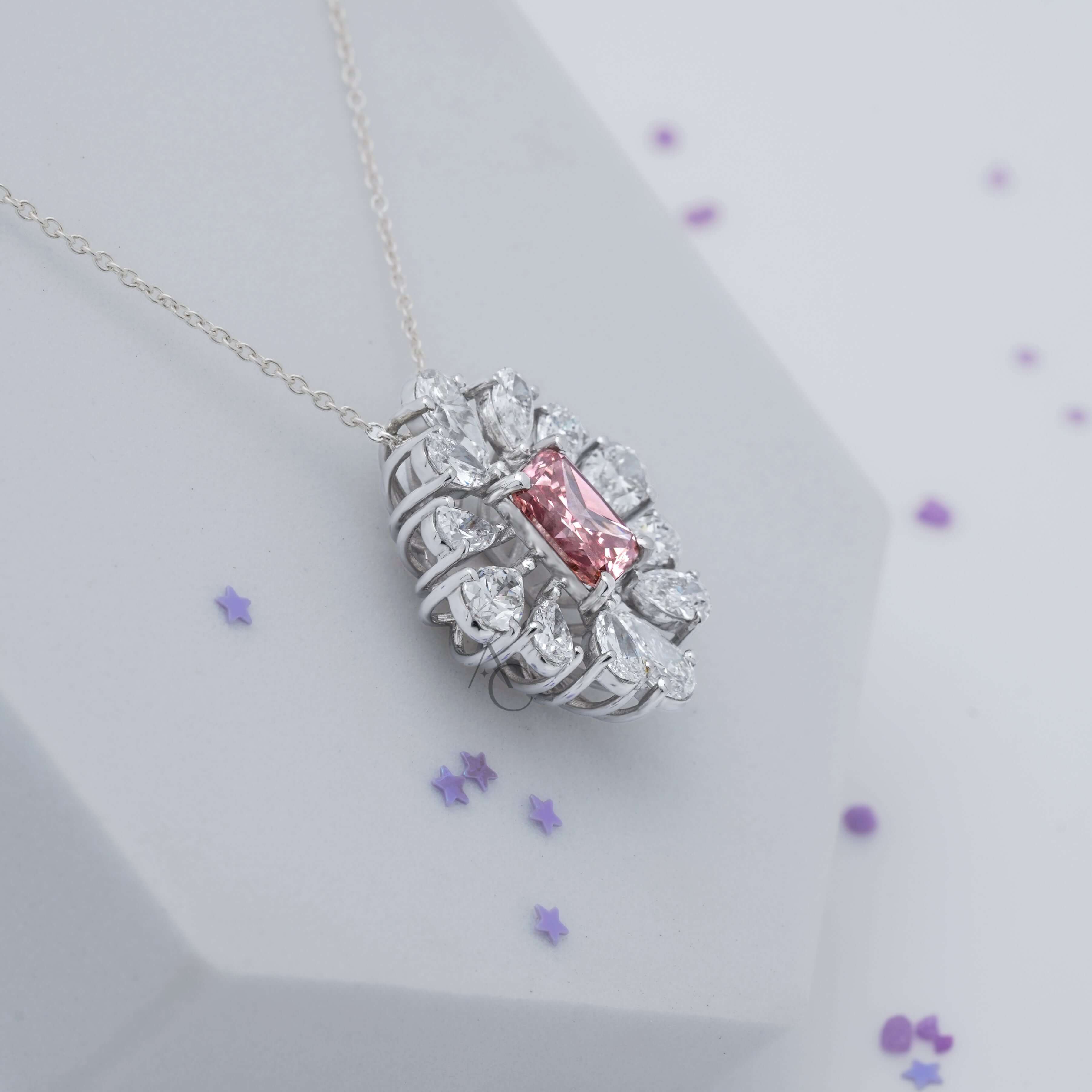 Monroe Deco Bloom Pink & Pear Diamond Pendant