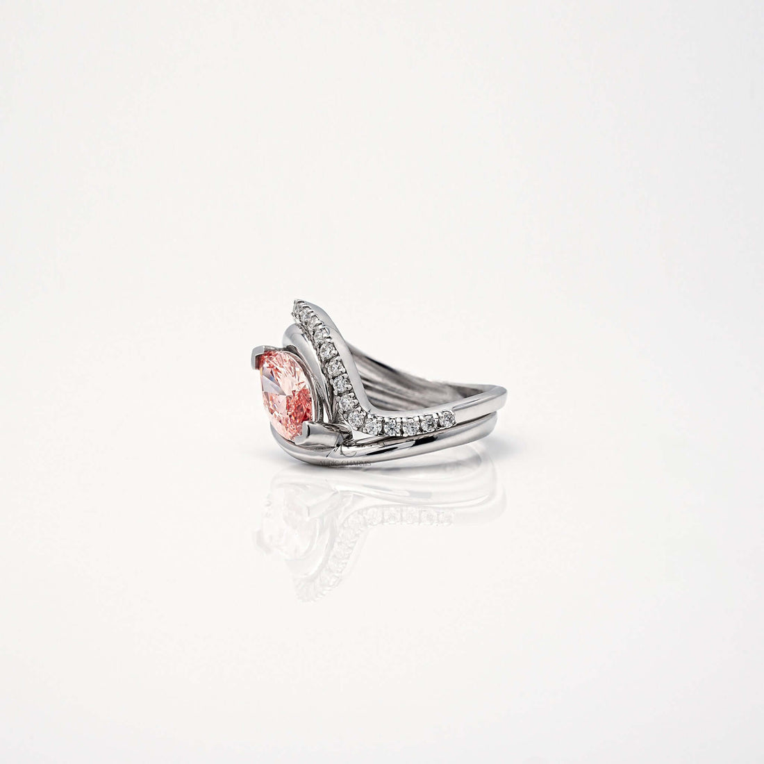Aurora Pink Marquise Diamond & Eternity Ring Set