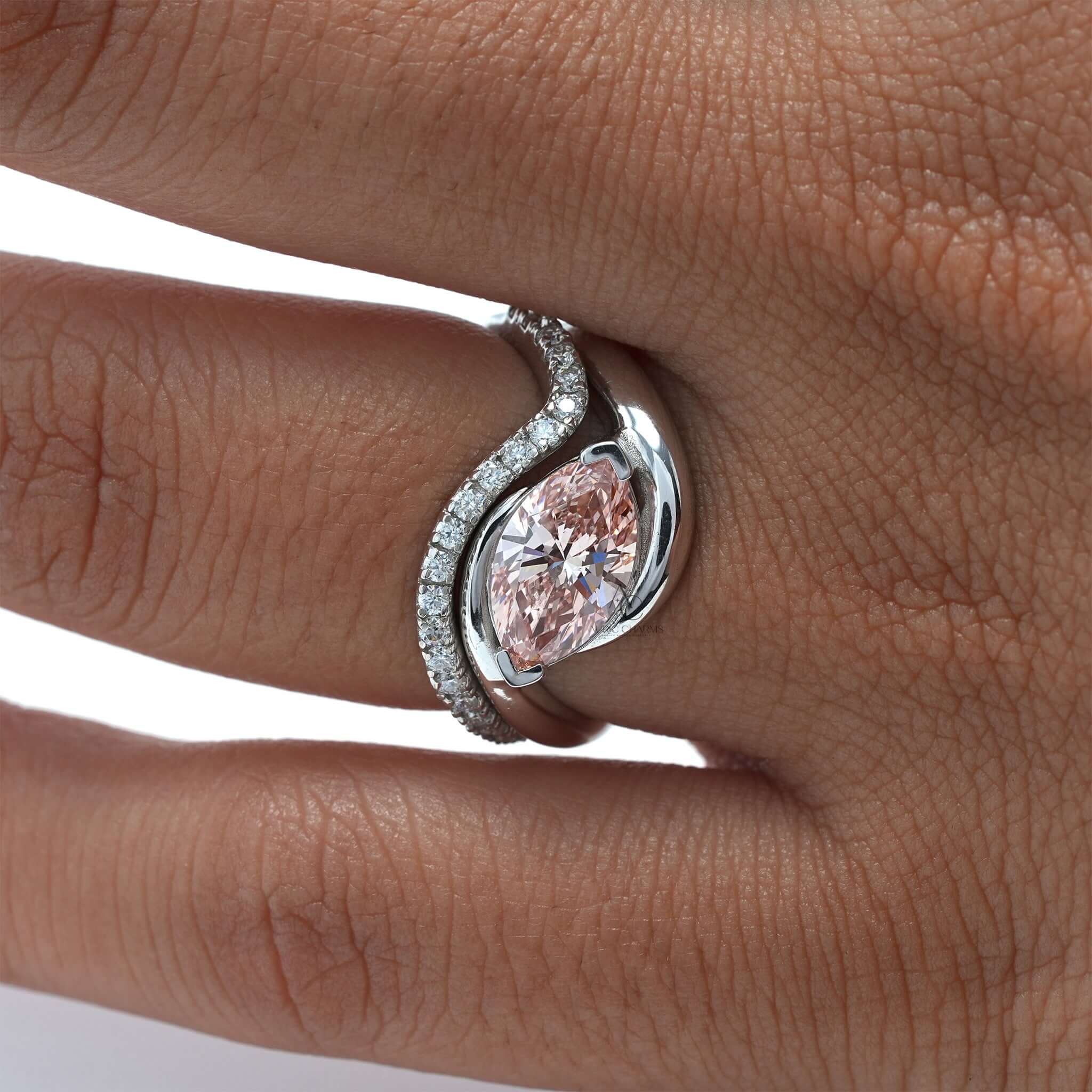 Aurora Pink Marquise Diamond & Eternity Ring Set