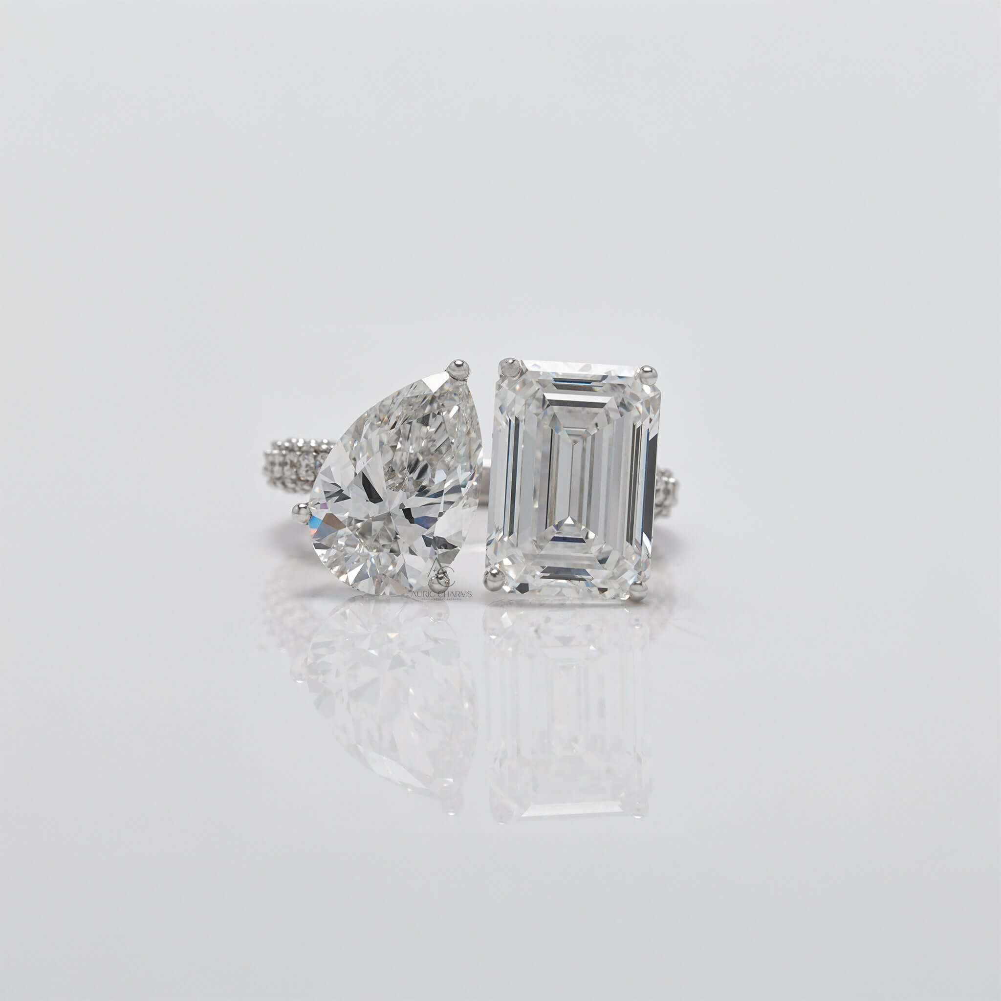 Monroe Emerald & Pear Toi Et Moi Statement Ring