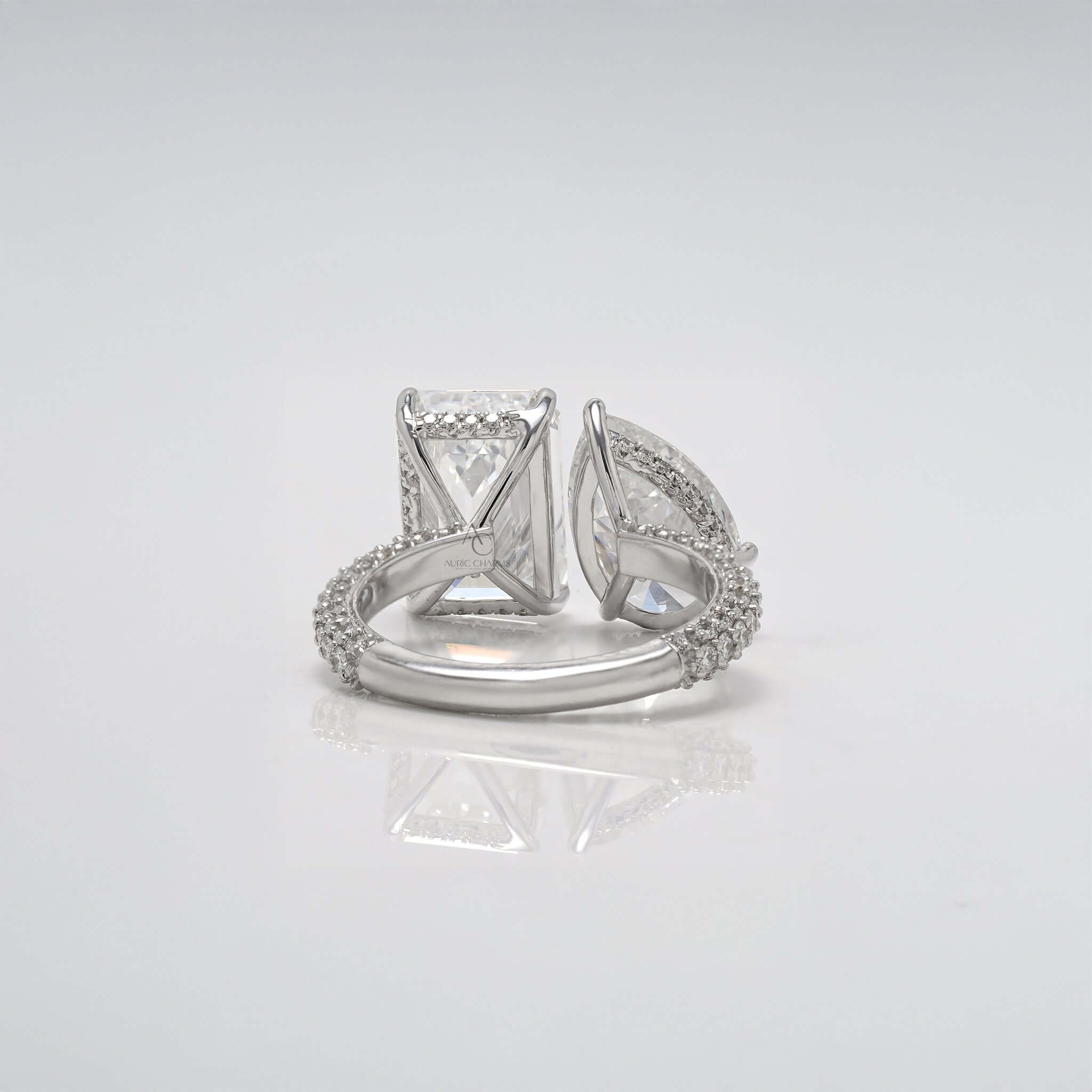 Monroe Emerald & Pear Toi Et Moi Statement Ring