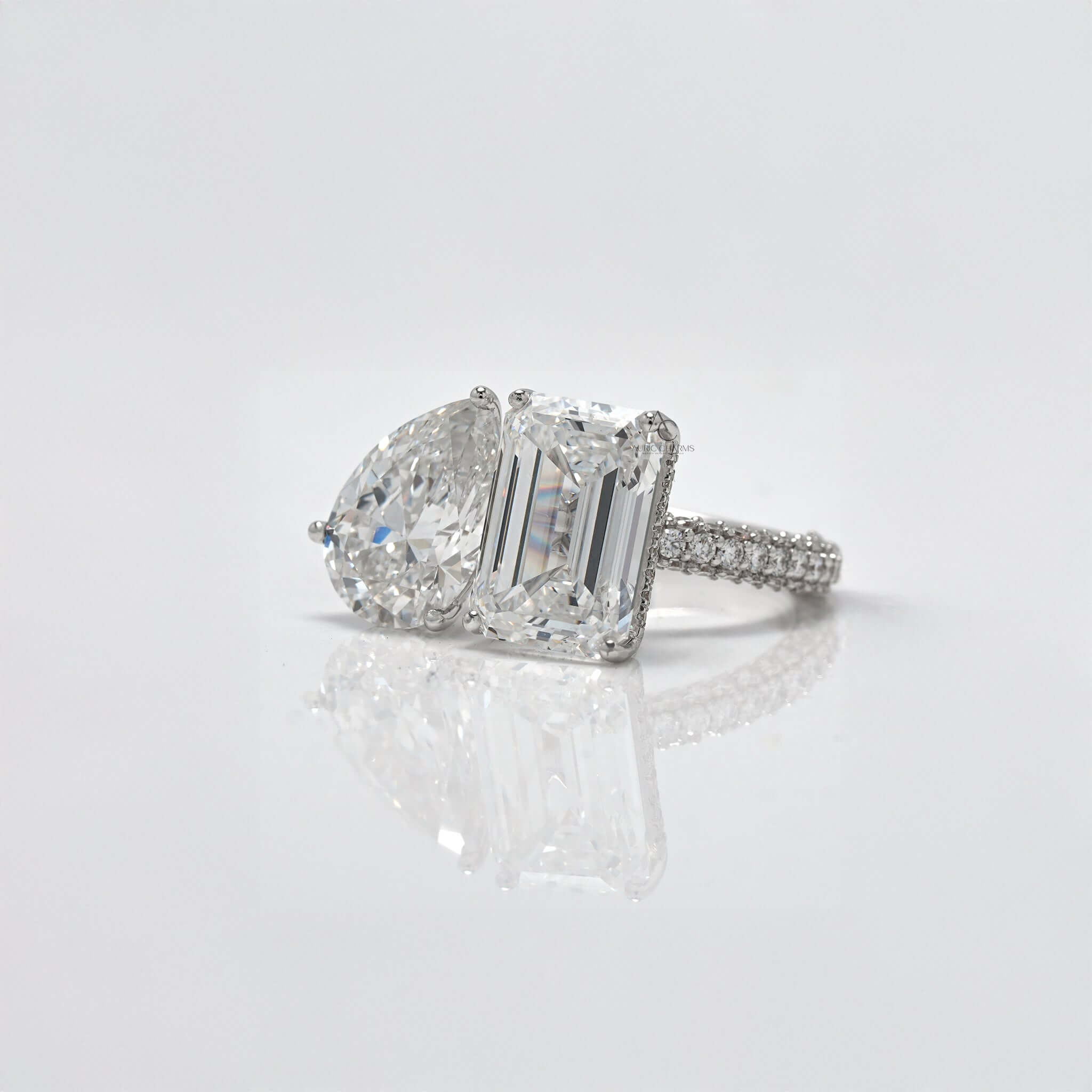 Monroe Emerald & Pear Toi Et Moi Statement Ring