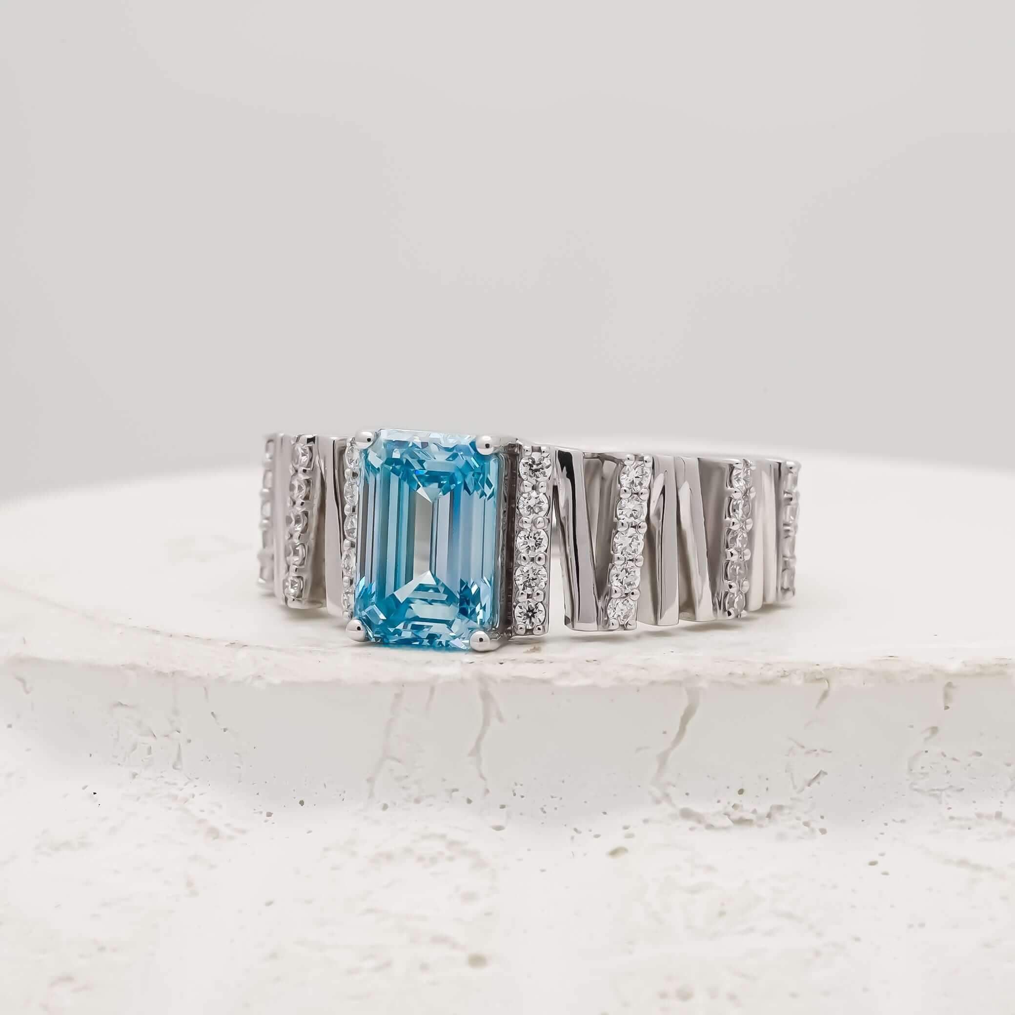 Gatsby Blue Emerald Cut Diamond Men’s Ring