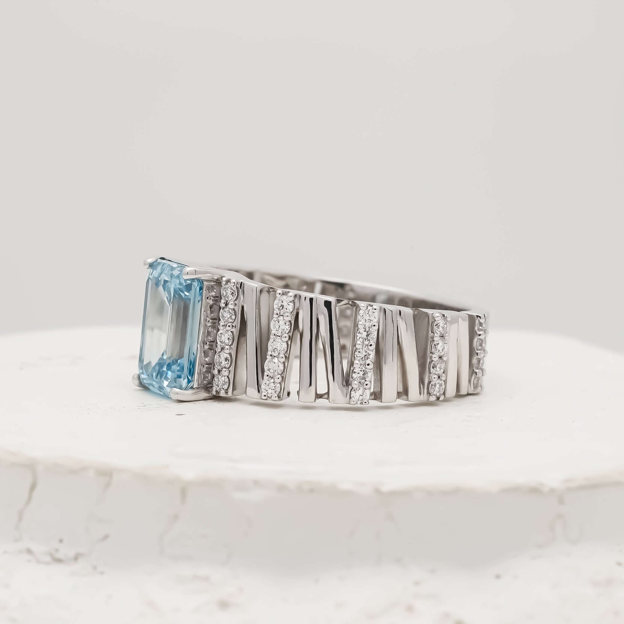 Gatsby Blue Emerald Cut Diamond Men’s Ring
