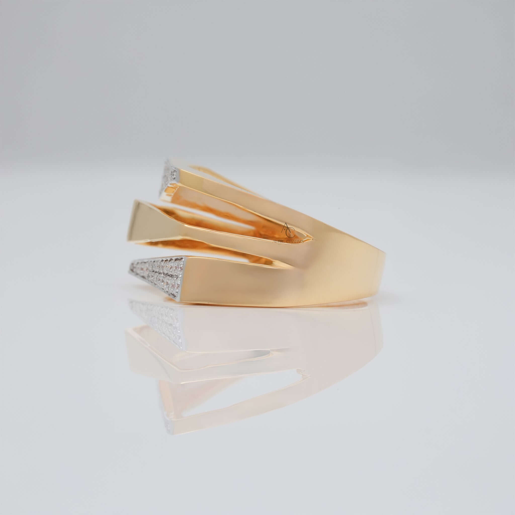 Zendaya Diamond Crossover Gold Statement Ring