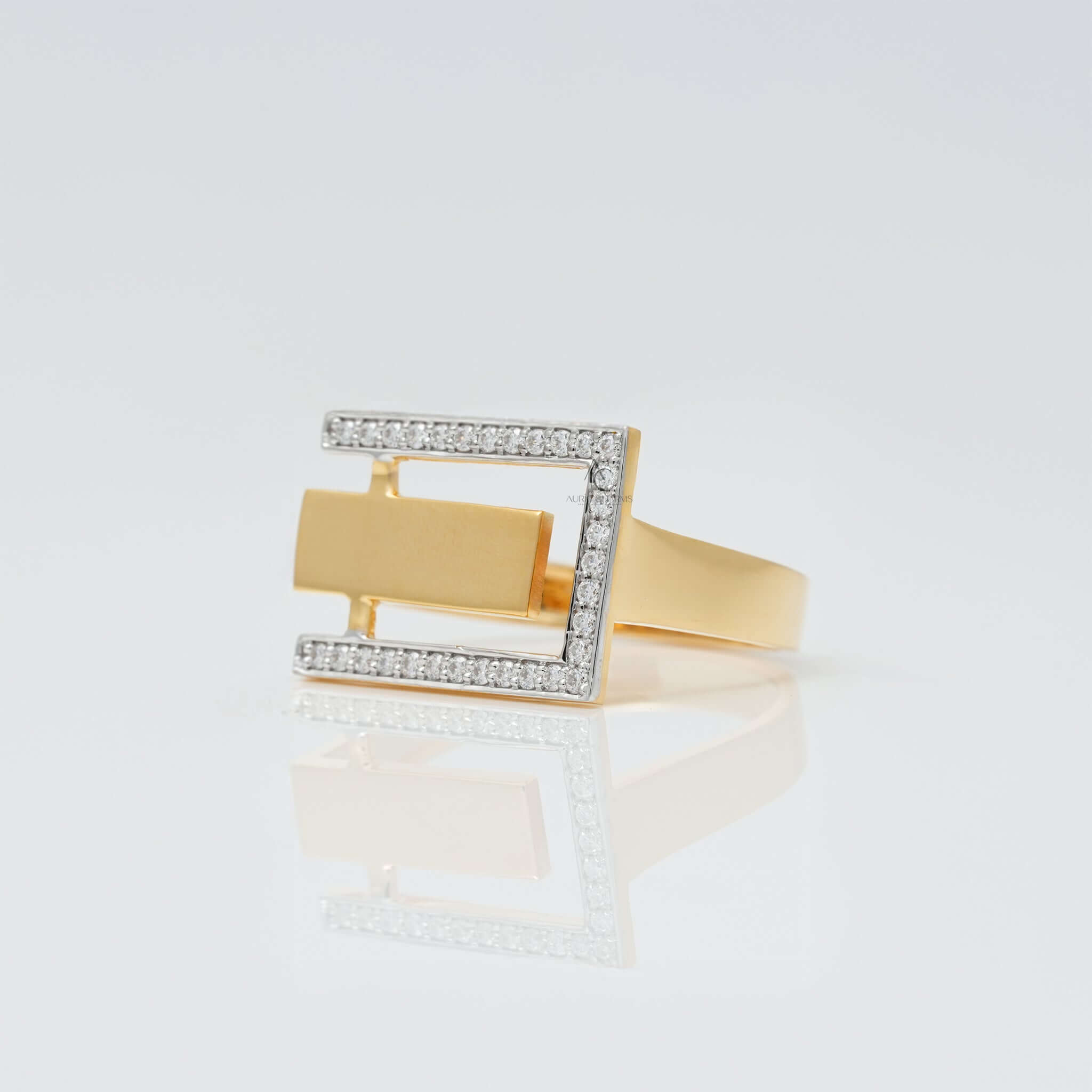 Angela Hubel Diamond Frame Ring – Modern Art in Gold