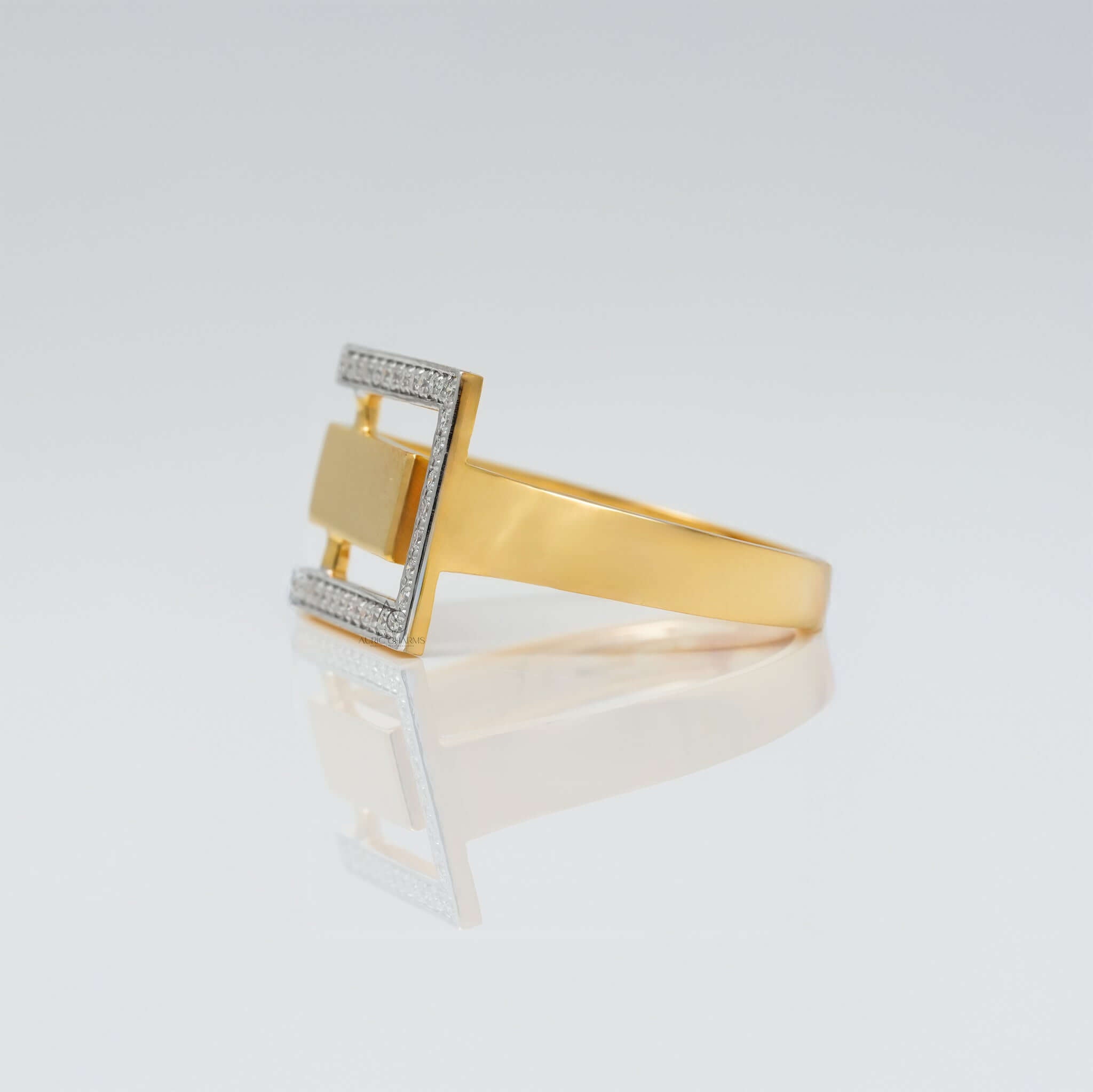 Angela Hubel Diamond Frame Ring – Modern Art in Gold