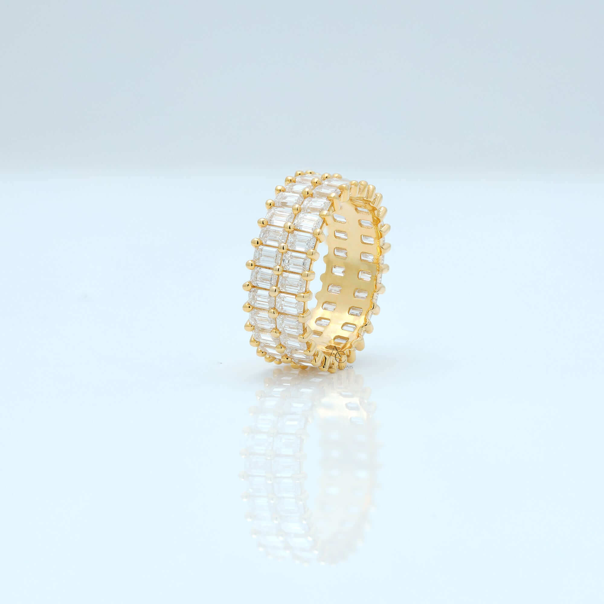 Amal Gold Emerald Illusion Eternity Diamond Band