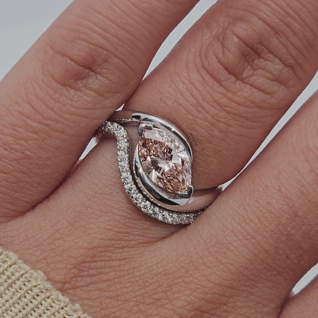 Aurora Pink Marquise Diamond & Eternity Ring Set