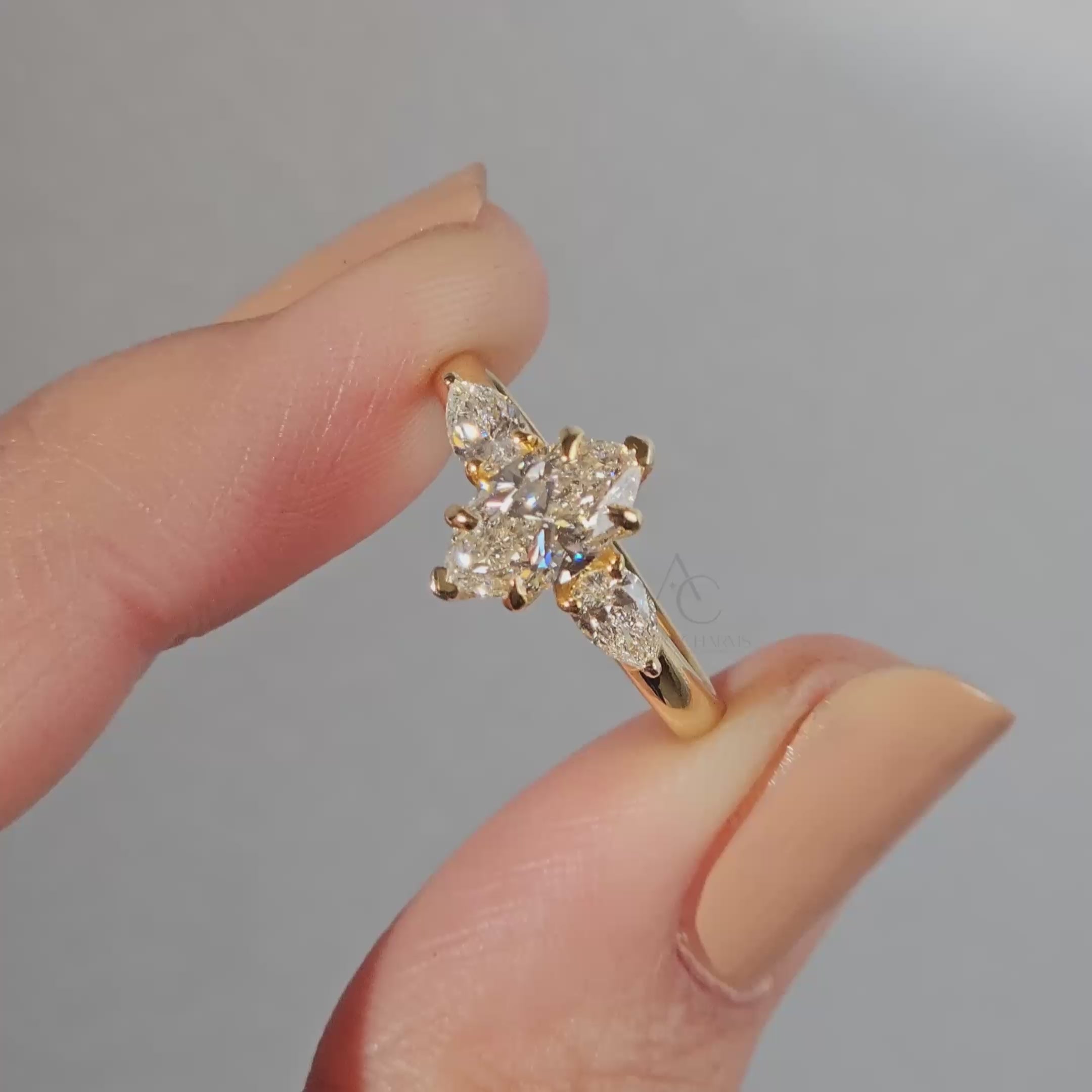 Solena Marquise Three-Stone Diamond Ring