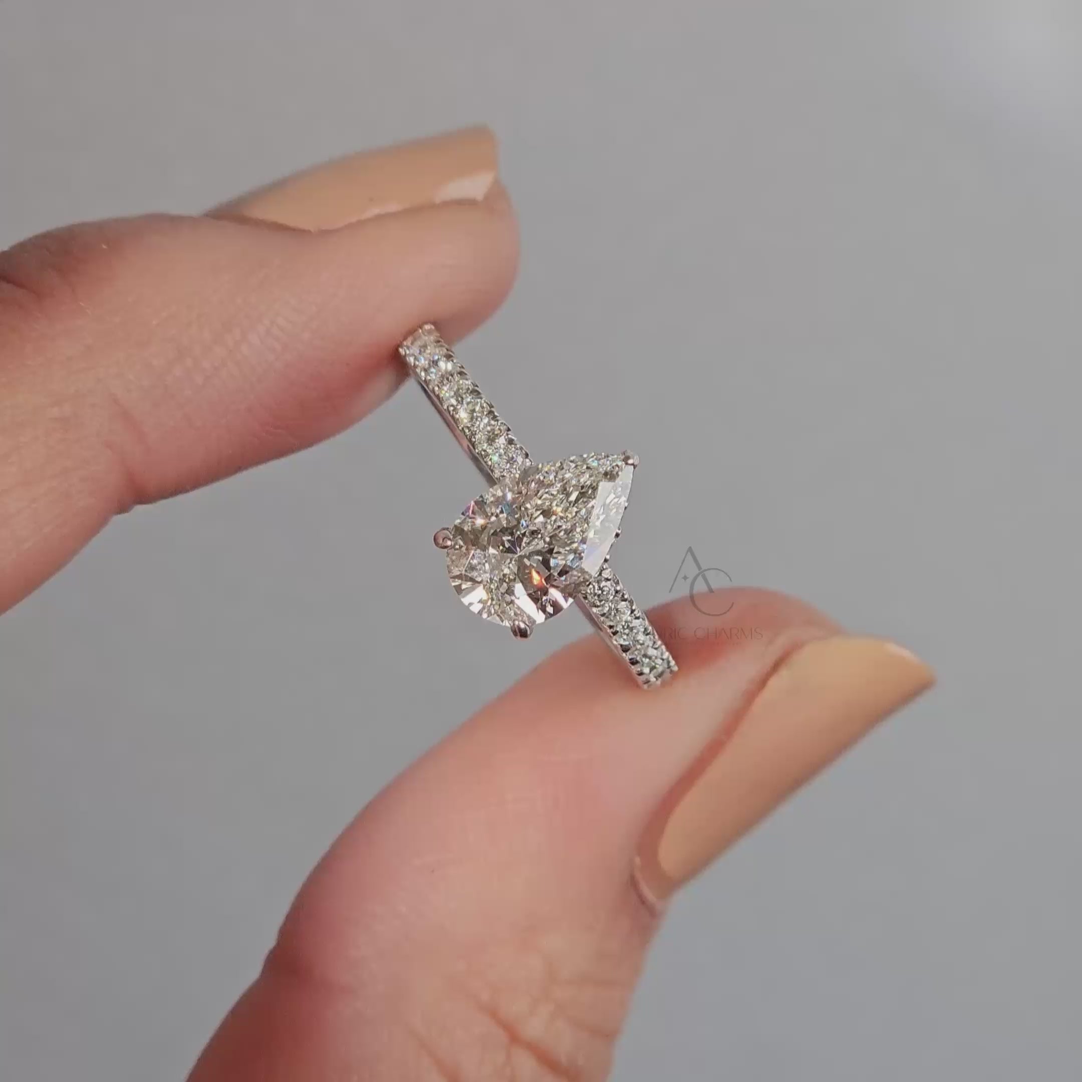 Seraphina Pear Pavé Lab‑Grown Diamond Ring