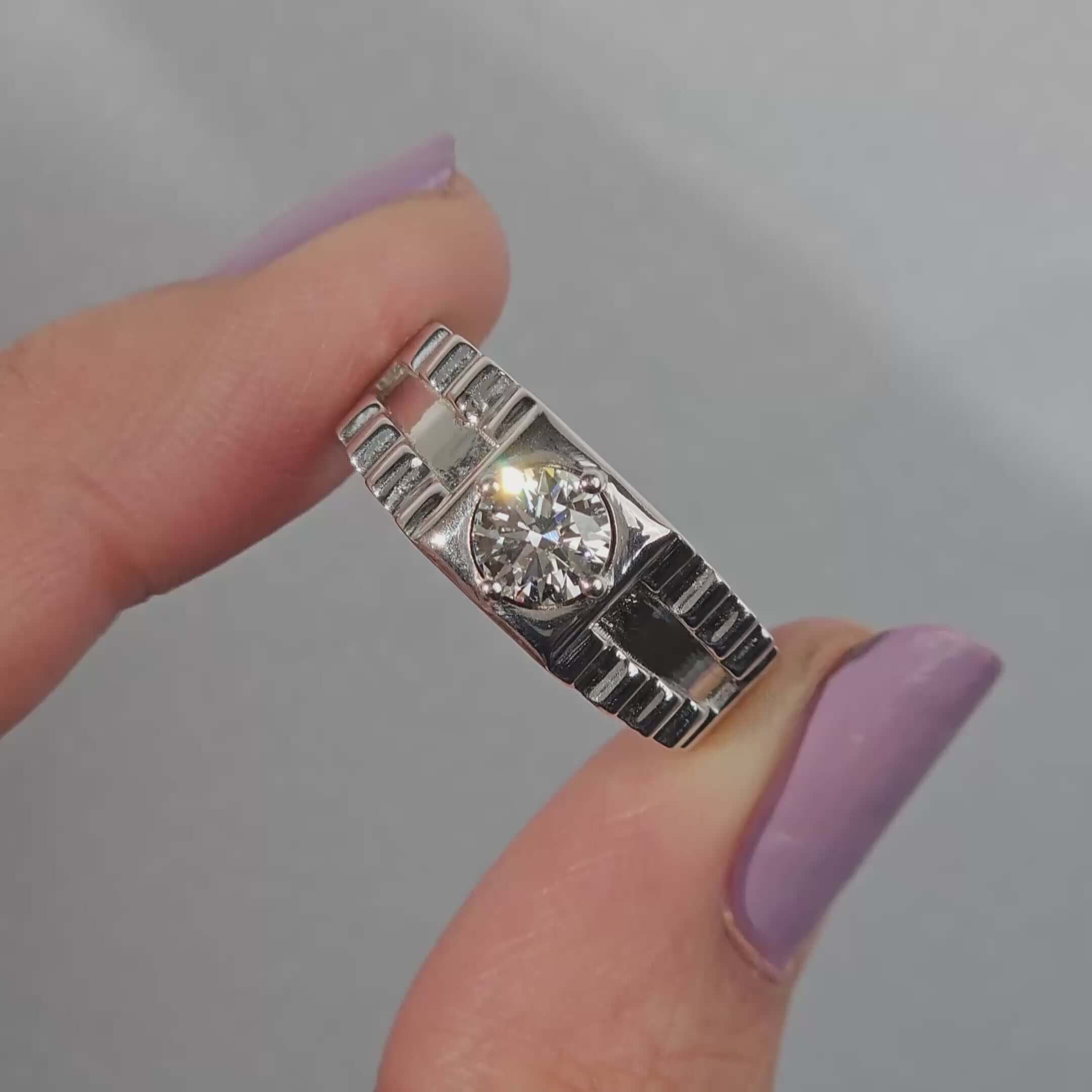 Rolex-Inspired Luxe Men's Solitaire Diamond Ring