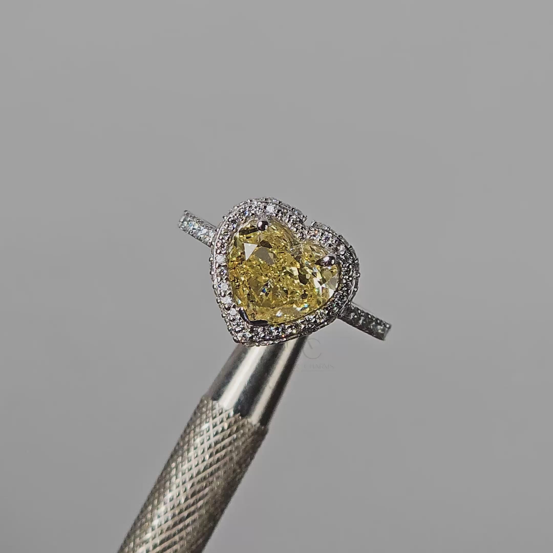 Fancy Yellow Heart Pavé Ring