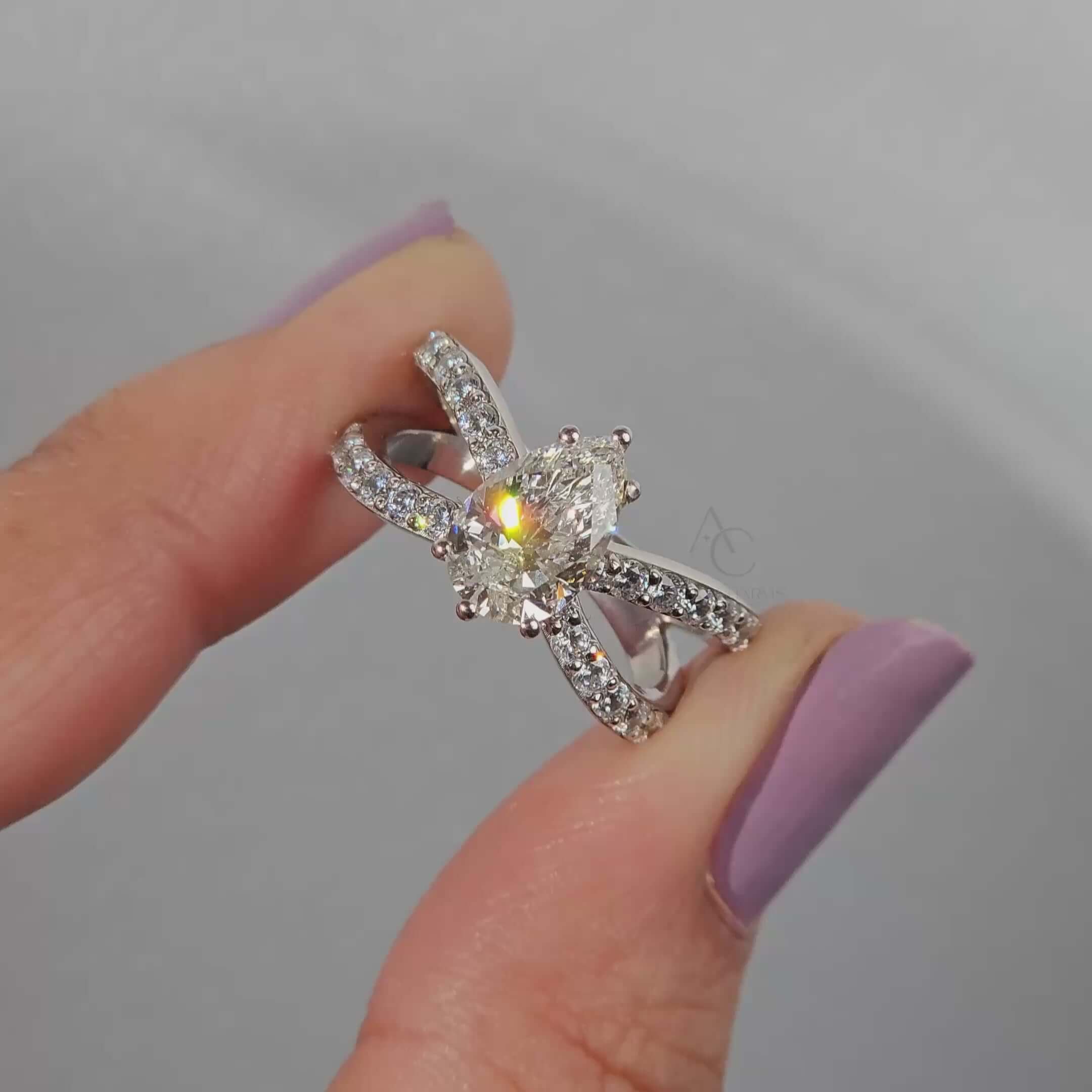 Dakota Criss Cross Pear Diamond Engagement Ring