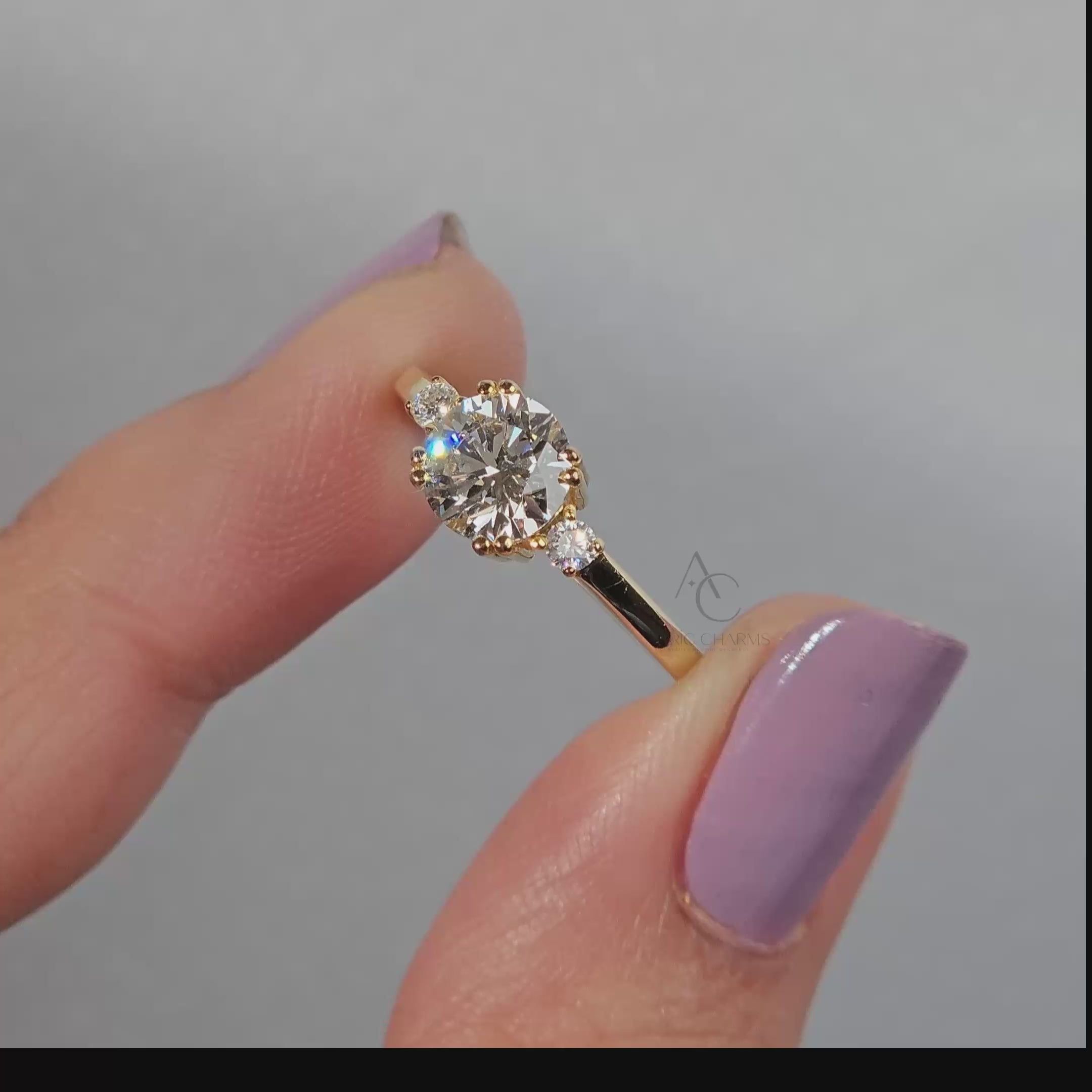 Triluna Three‑Stone Round Brilliant Lab‑Grown Diamond Ring