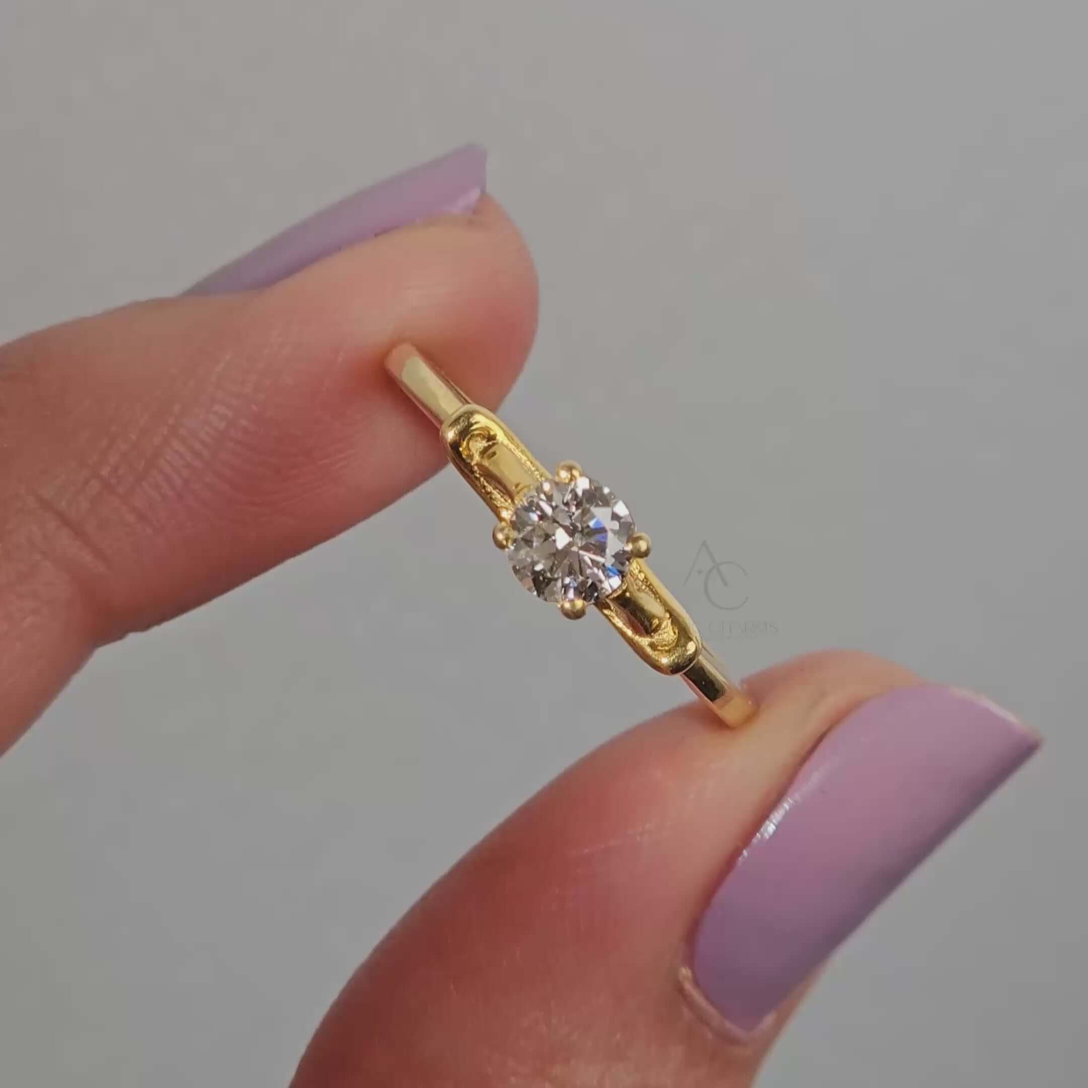 Sezen Fancy Round Solitaire Engagement Ring