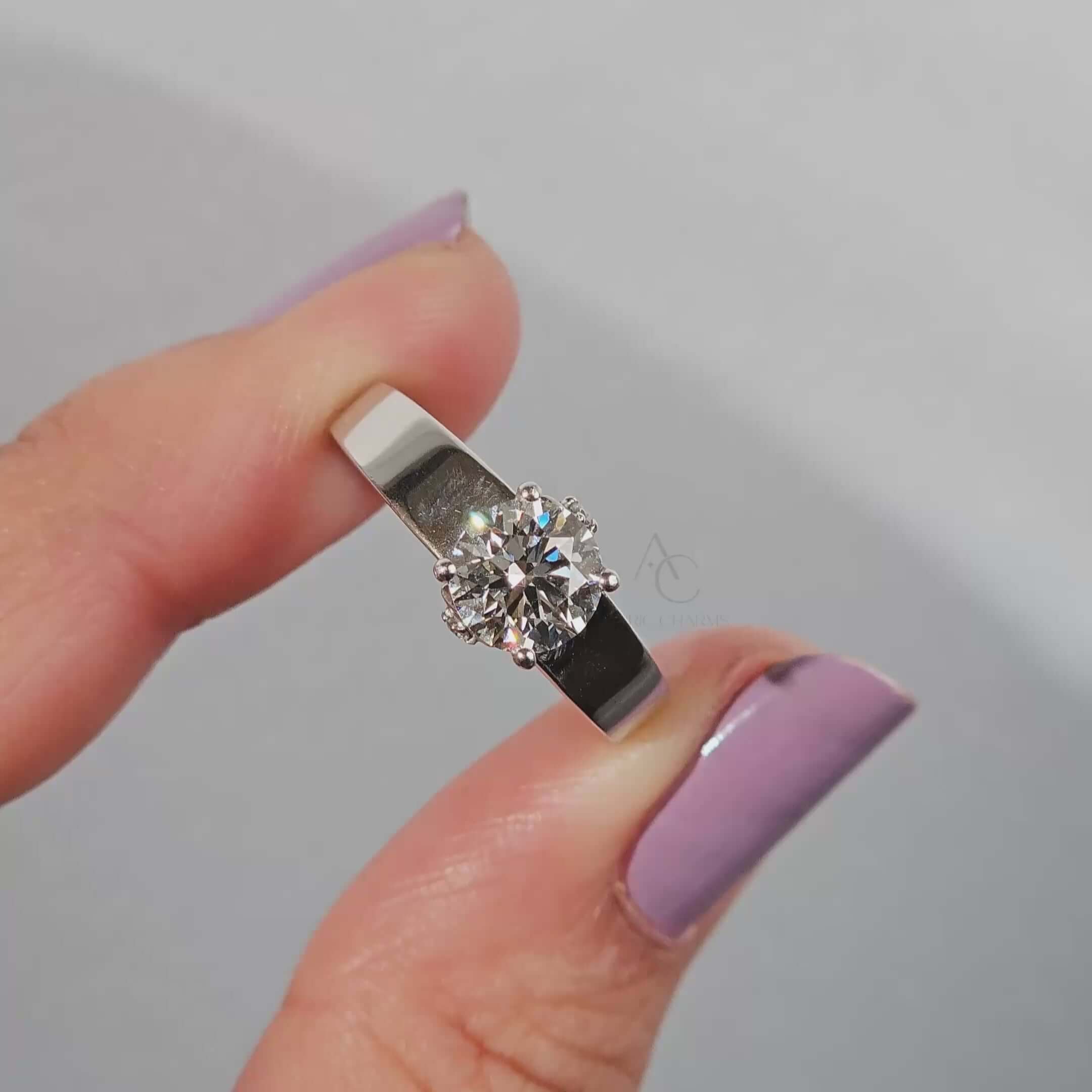 Modern Solitaire Round Brilliant Cut Lab Grown Diamond Ring