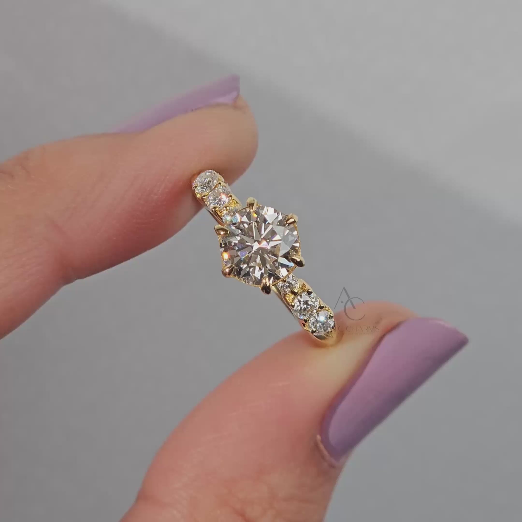 Aurelia Round Cut Pavé Diamond Ring