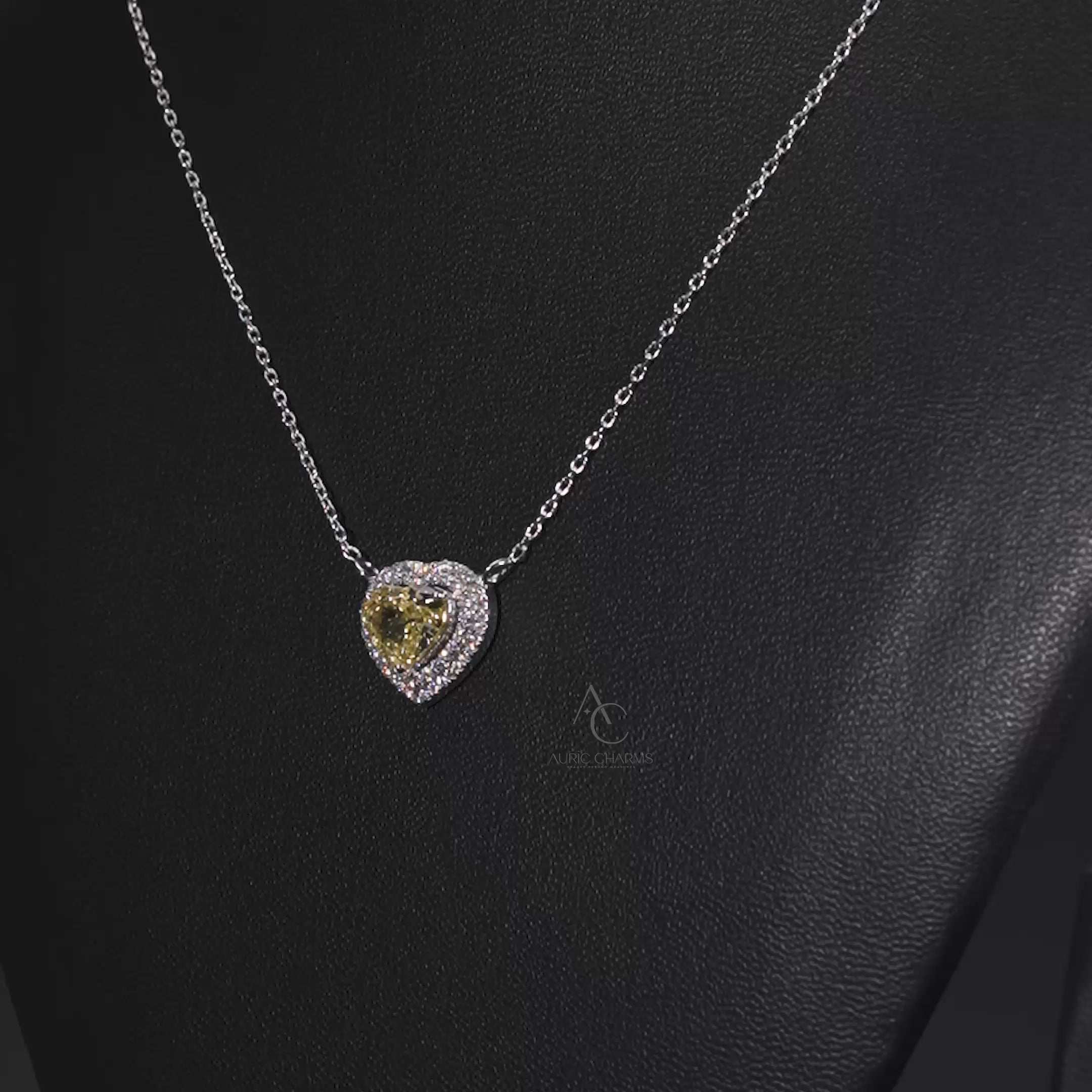 Fancy Yellow Heart Halo Diamond Pendant