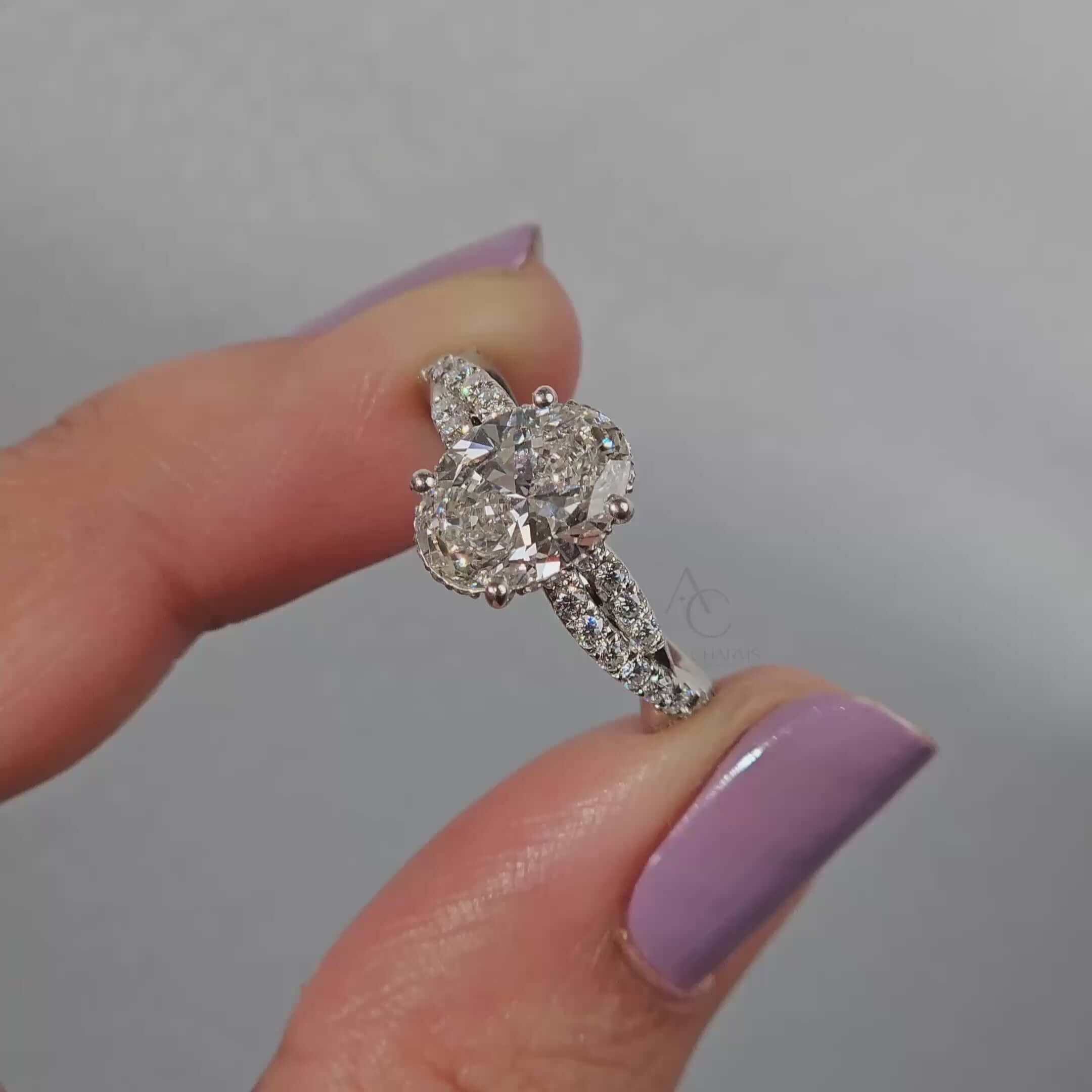 Hadid Oval Cut Twist Lab Diamond Engagement Ring