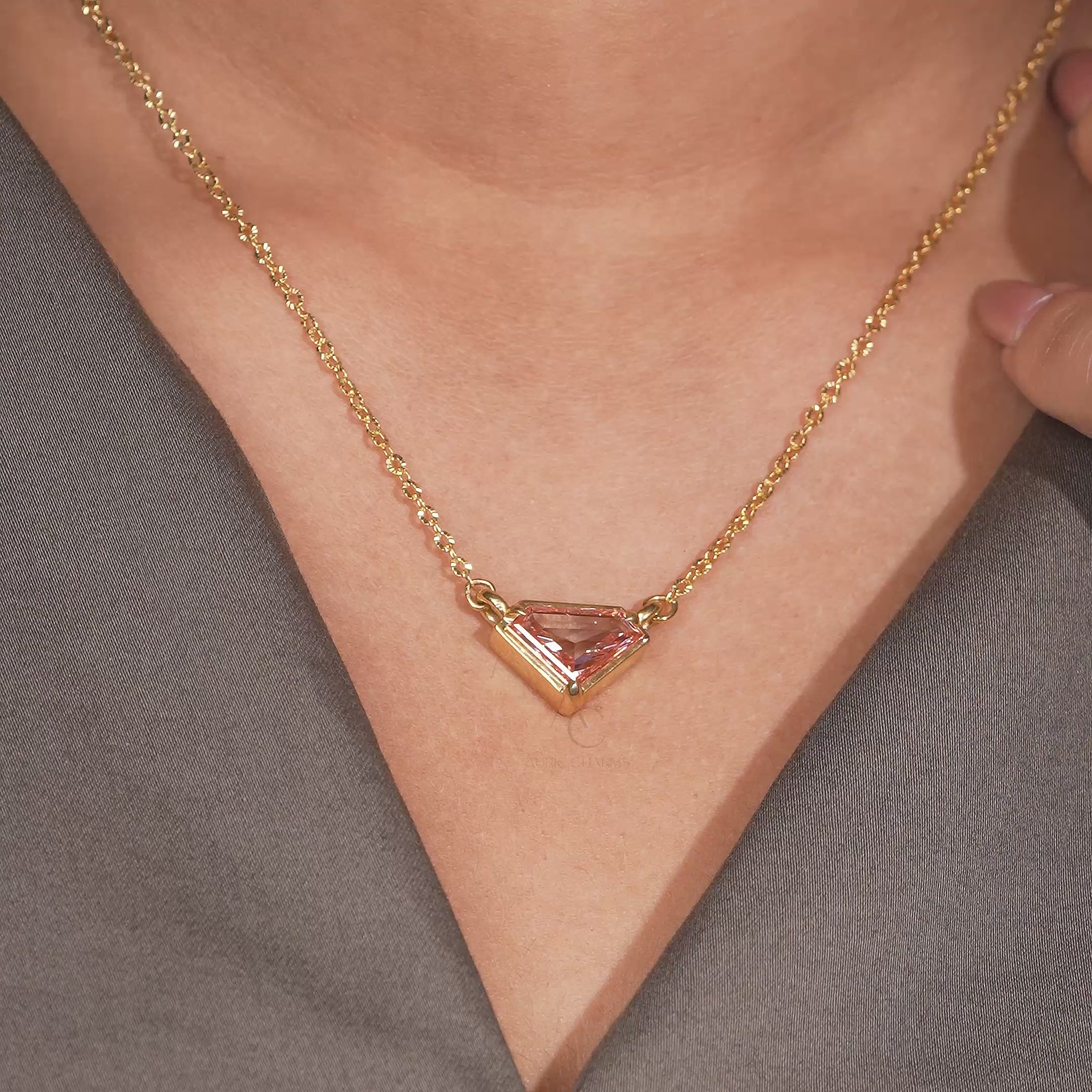 2.5 Ct Prada Pink Shield Diamond Necklace