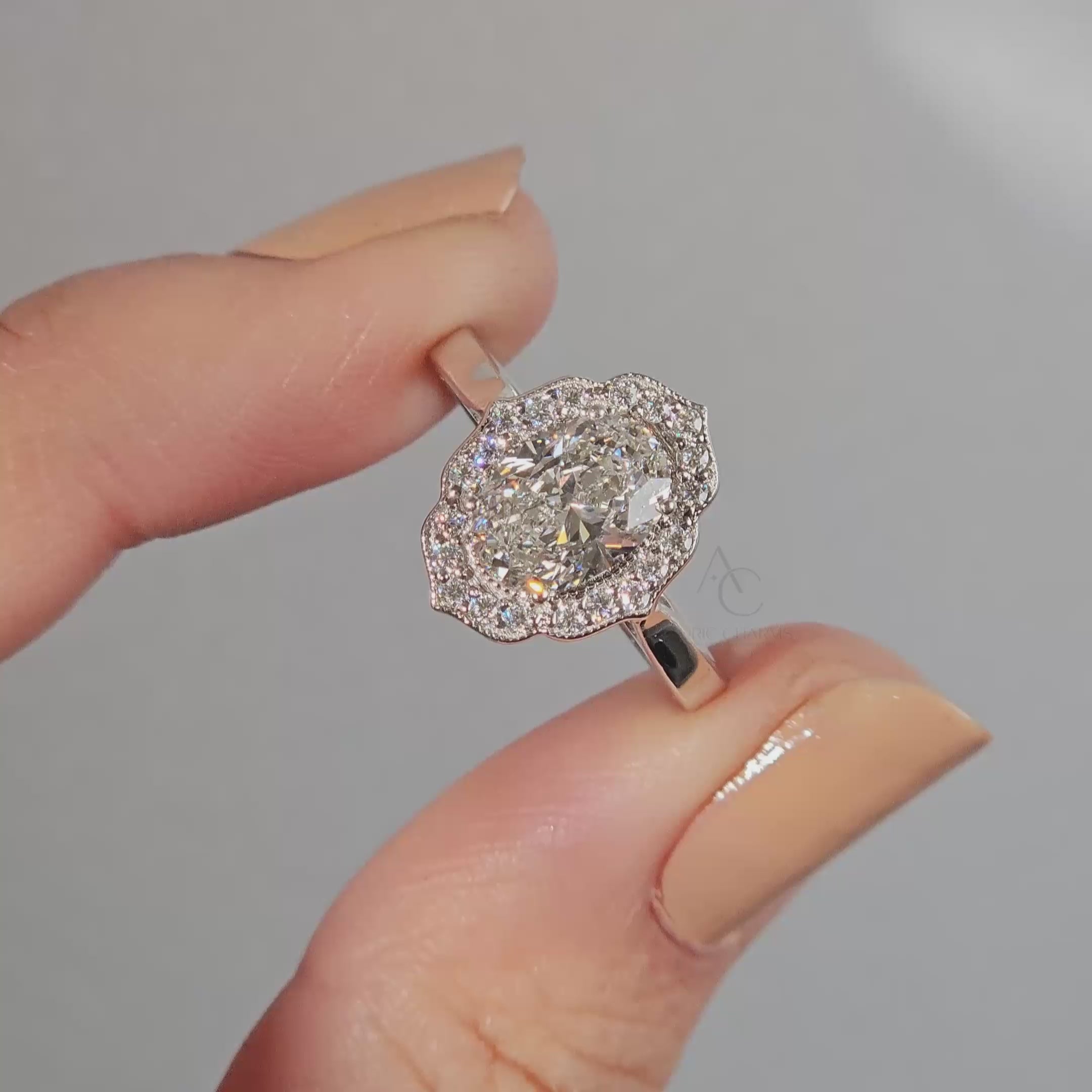 Elara Oval Halo Lab-Grown Engagement Ring