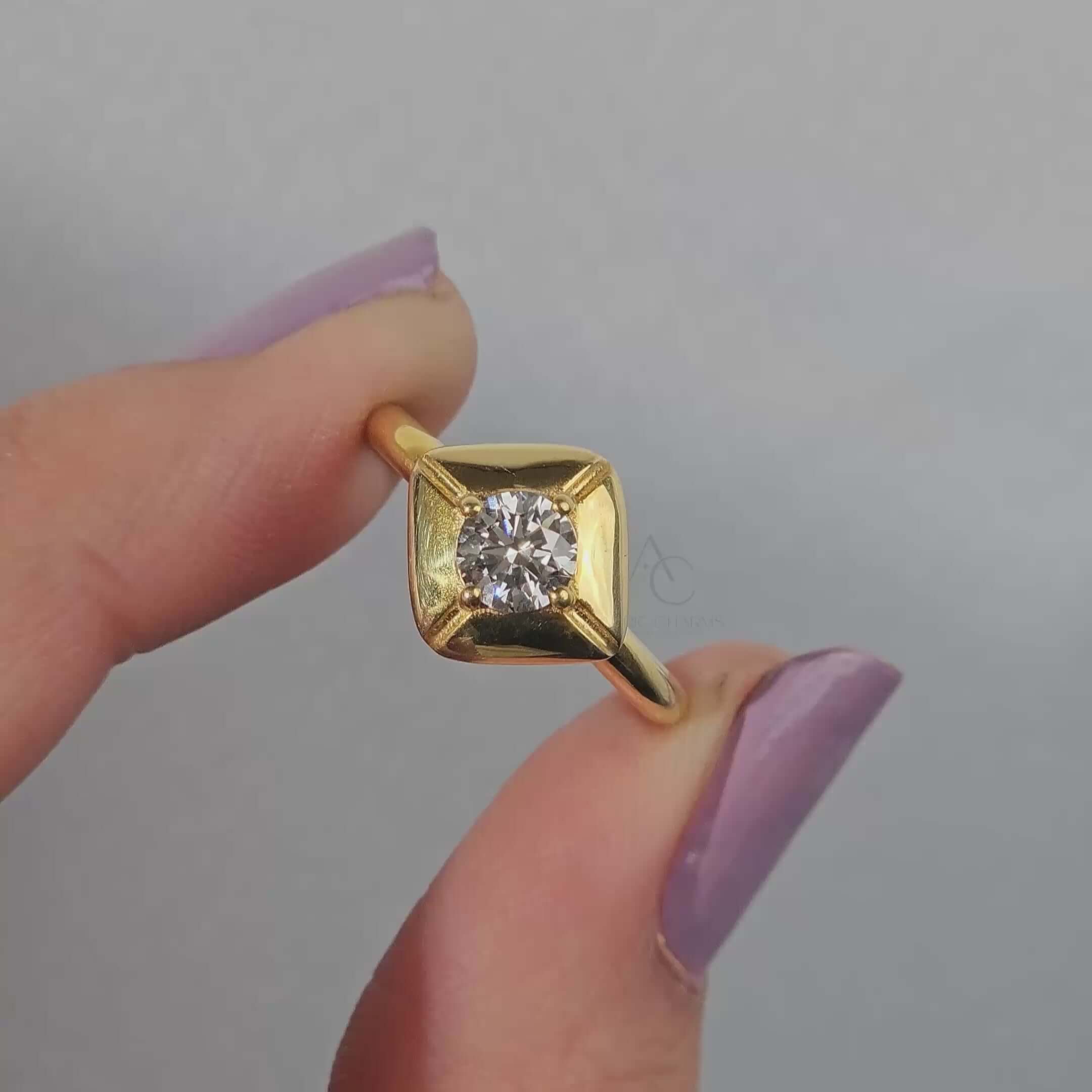 Nova Star-Shaped Bezel Solitaire Diamond Ring