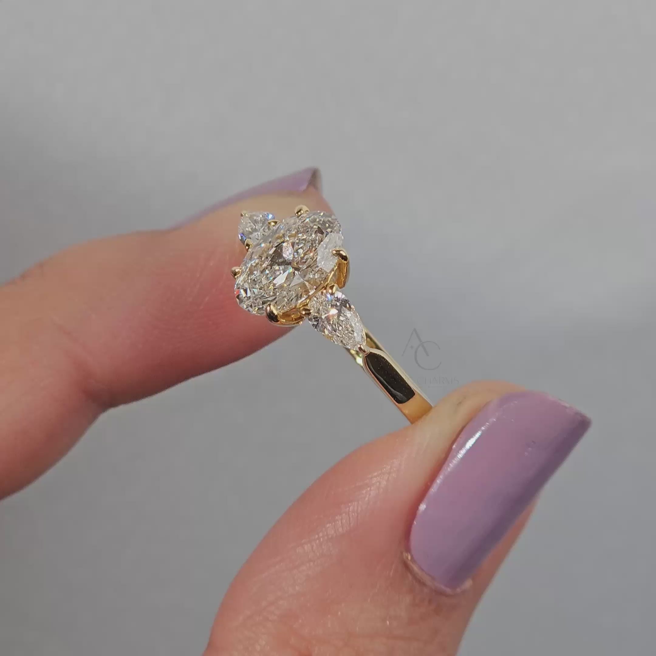 Eterna Oval Diamond Three-Stone Ring