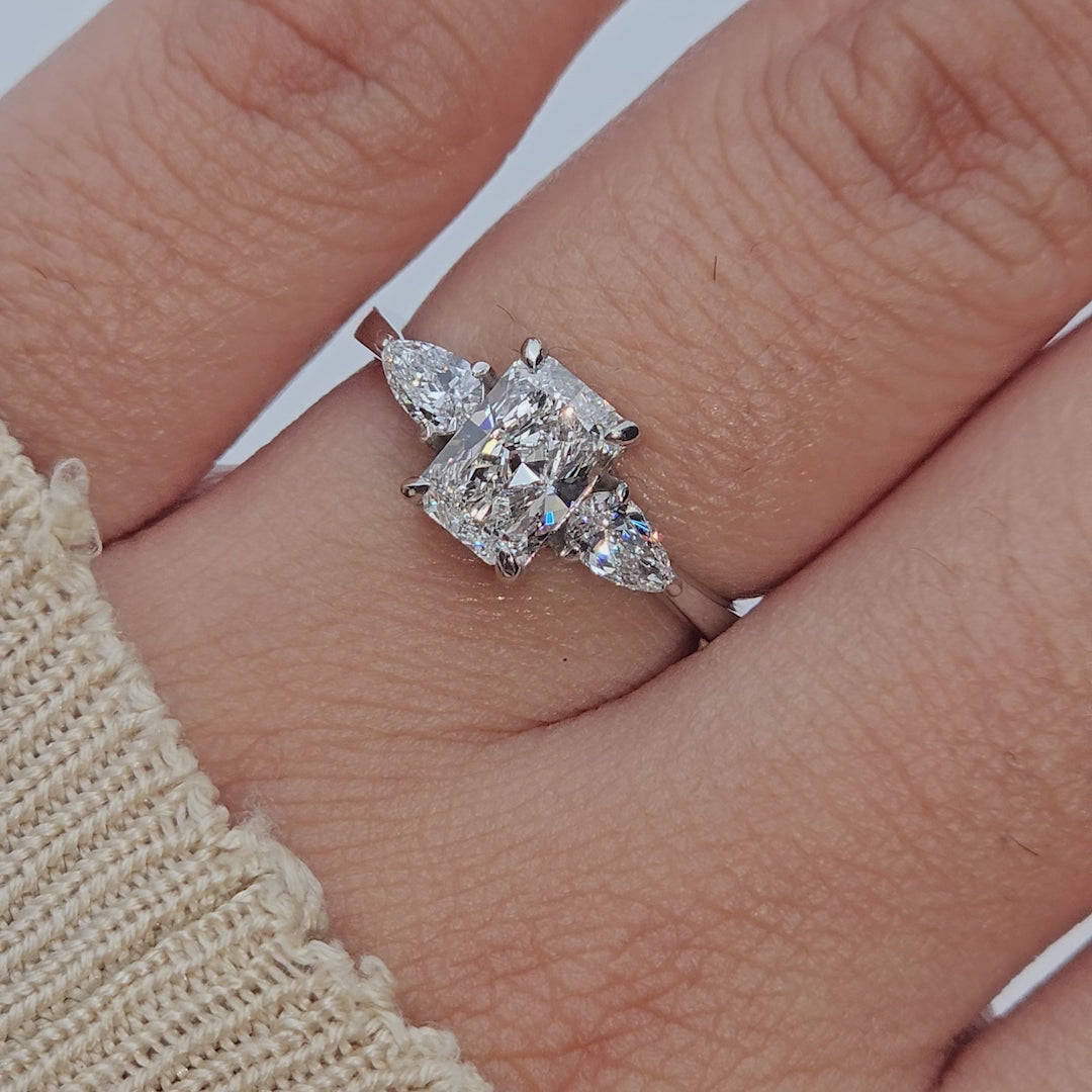 Elara Radiant & Pear Three-Stone Diamond Ring