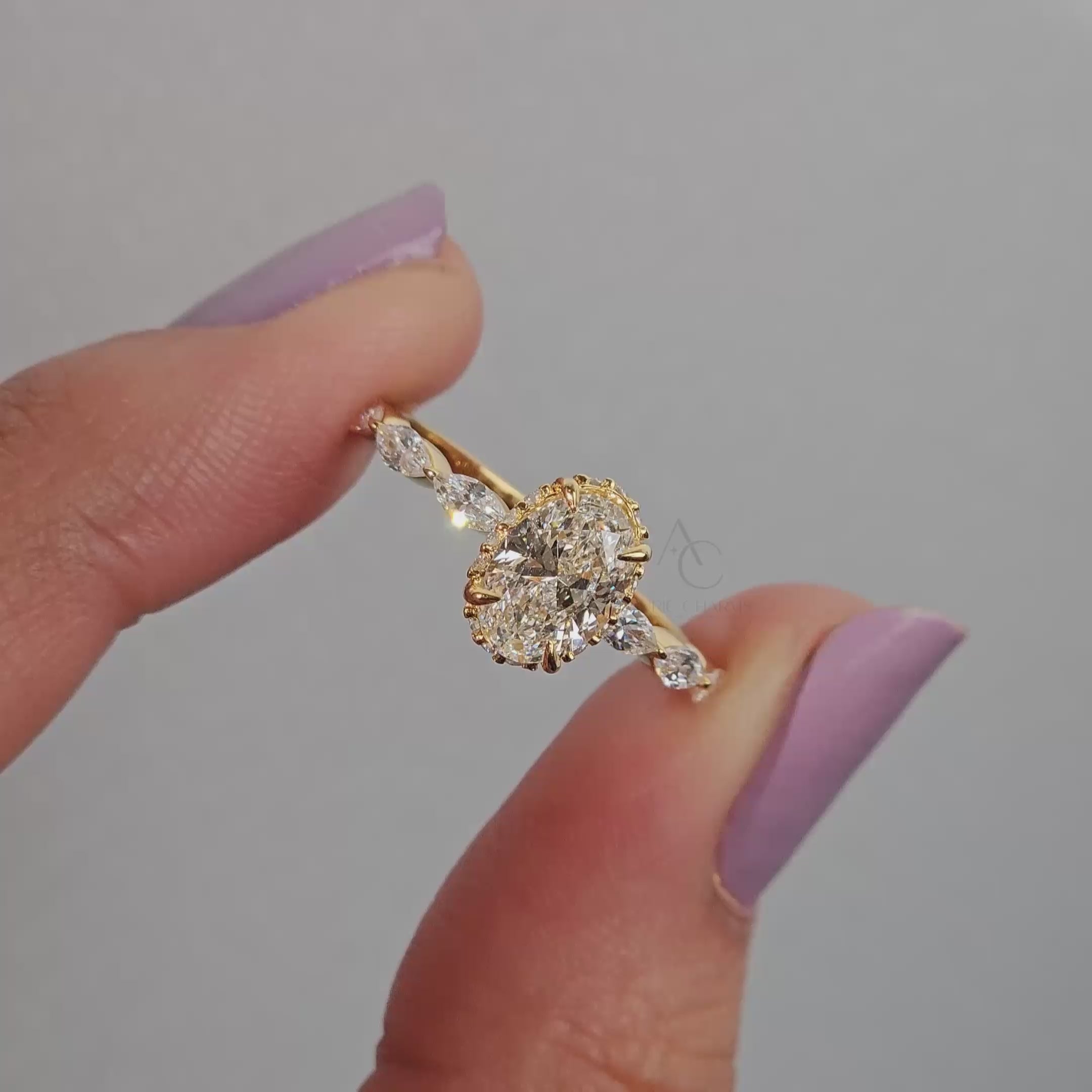 Hailey Oval Marquise Half Eternity Engagement Ring