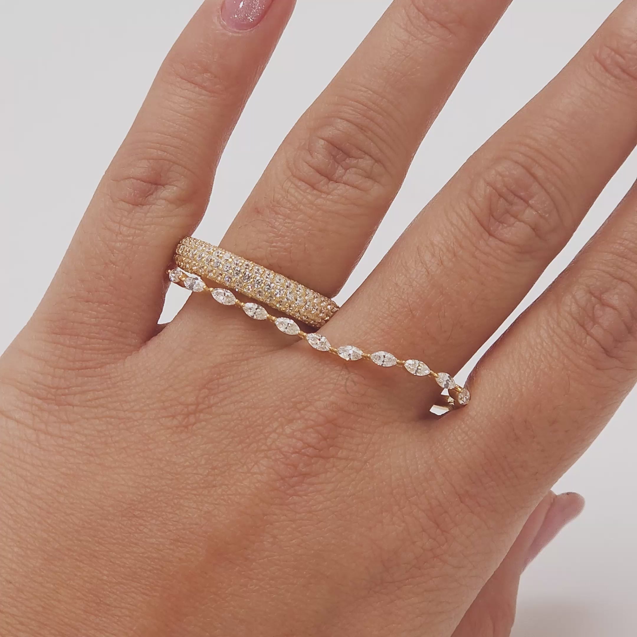 Marquise Two-Finger Pavé Ring