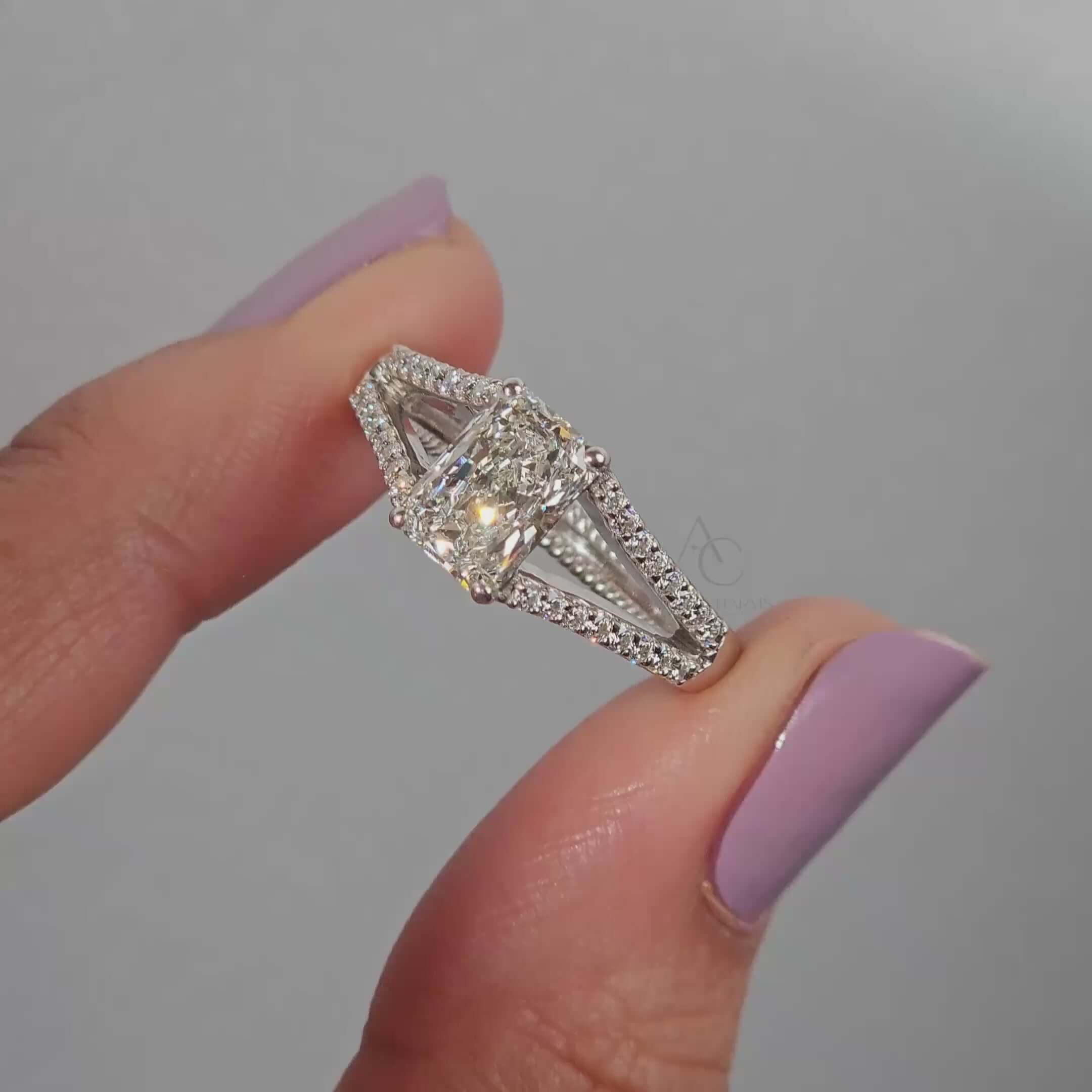 Monroe Radiant Cut Vintage Split Shank Ring