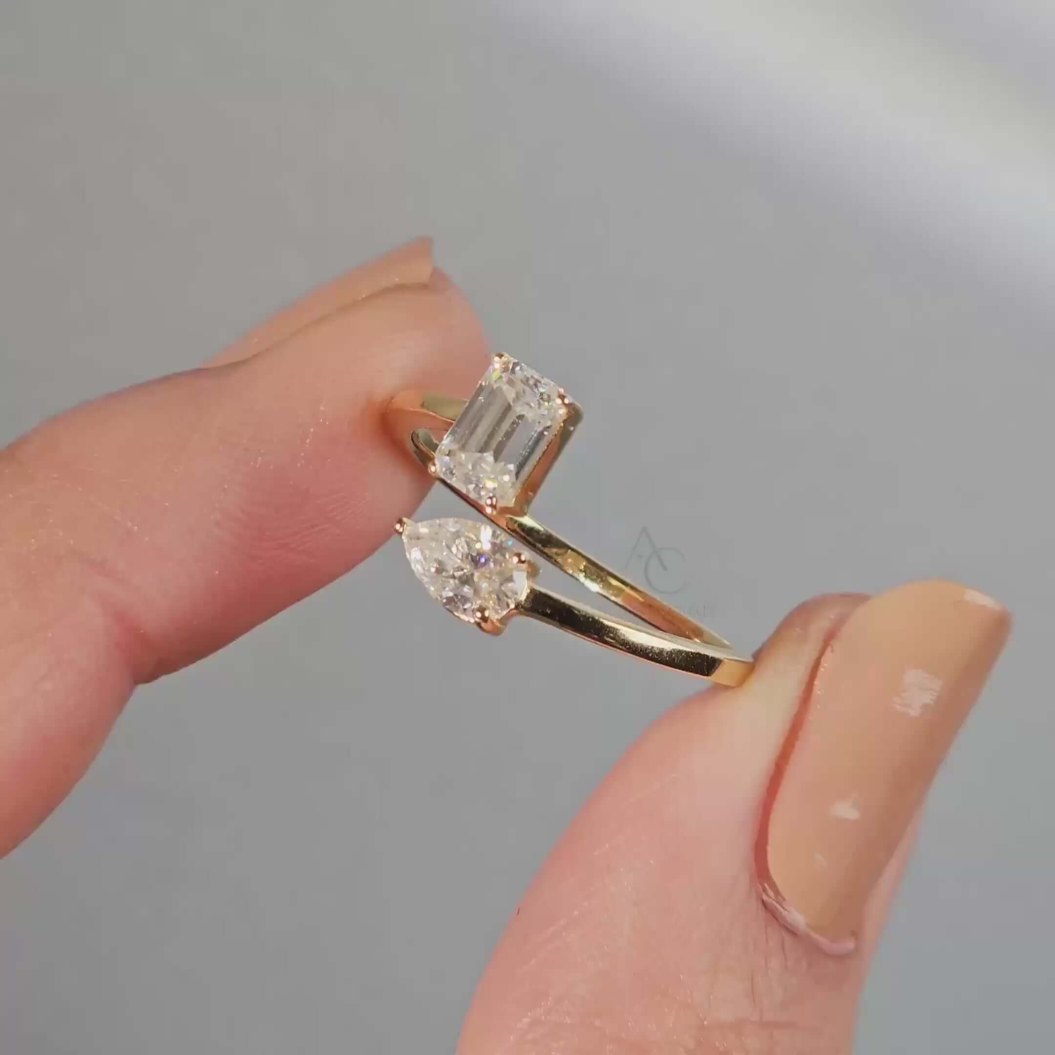 Zendaya Pear & Emerald Cut Open Diamond Ring