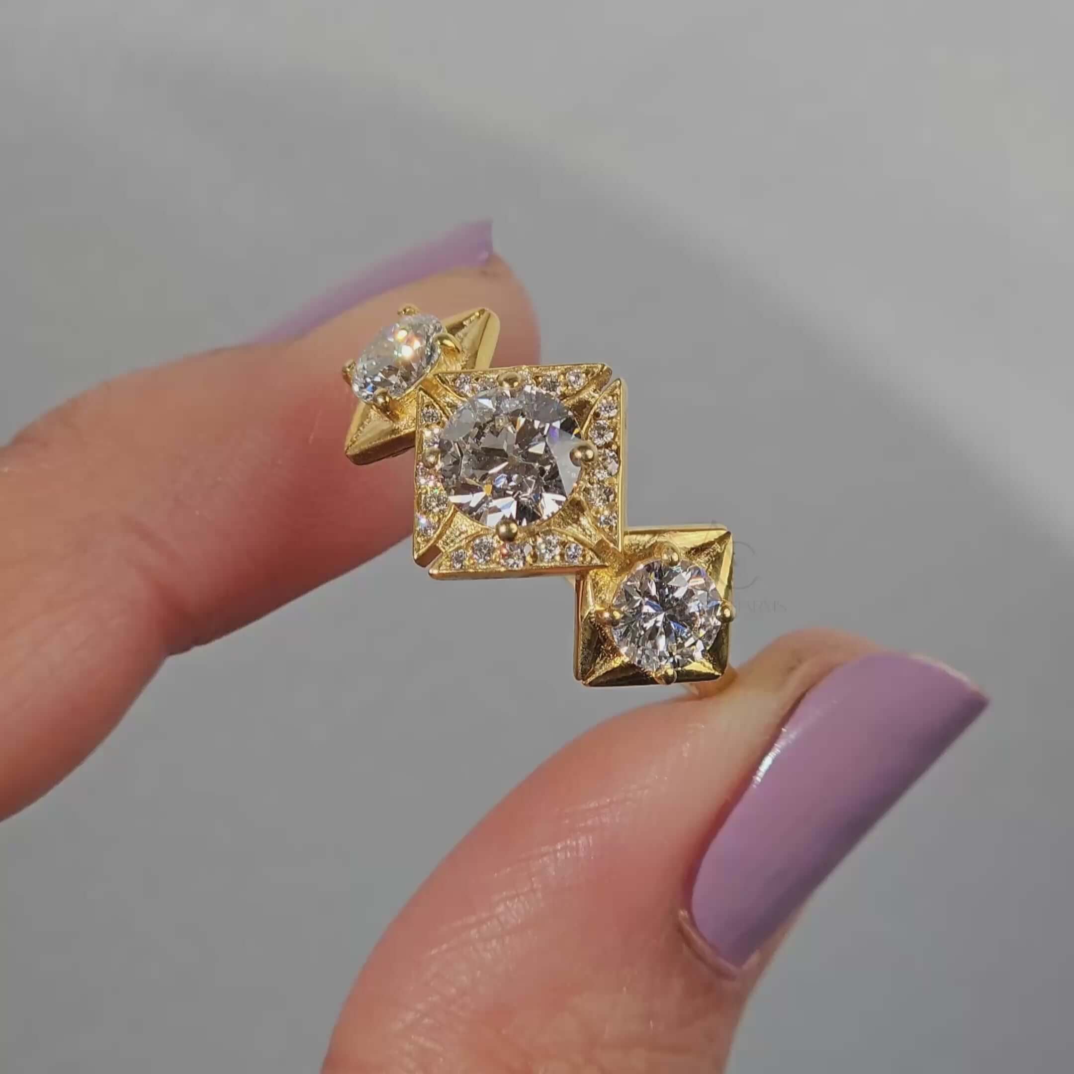 Florence Floral Inspired Three-Stone Diamond Ring