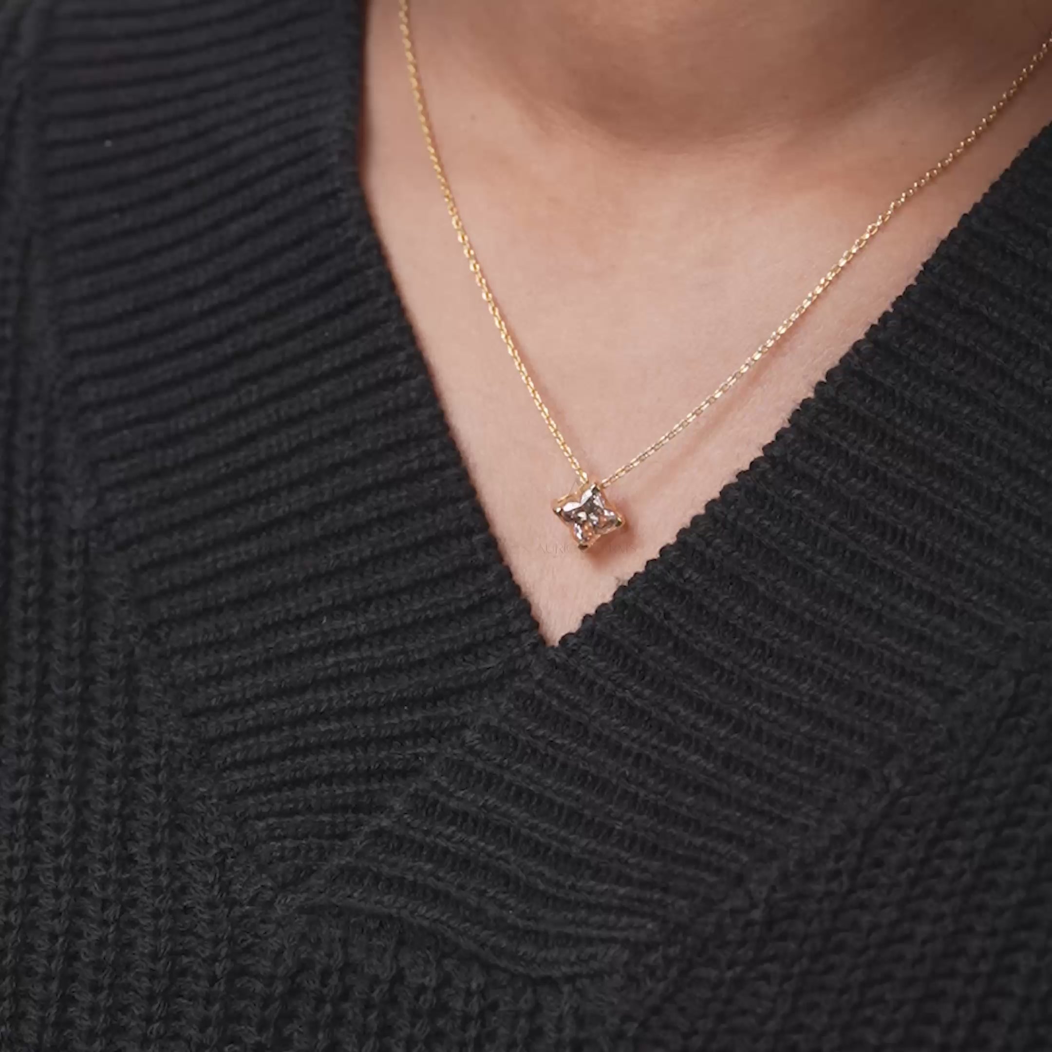 Fancy Pink Princess Cut Diamond Pendant