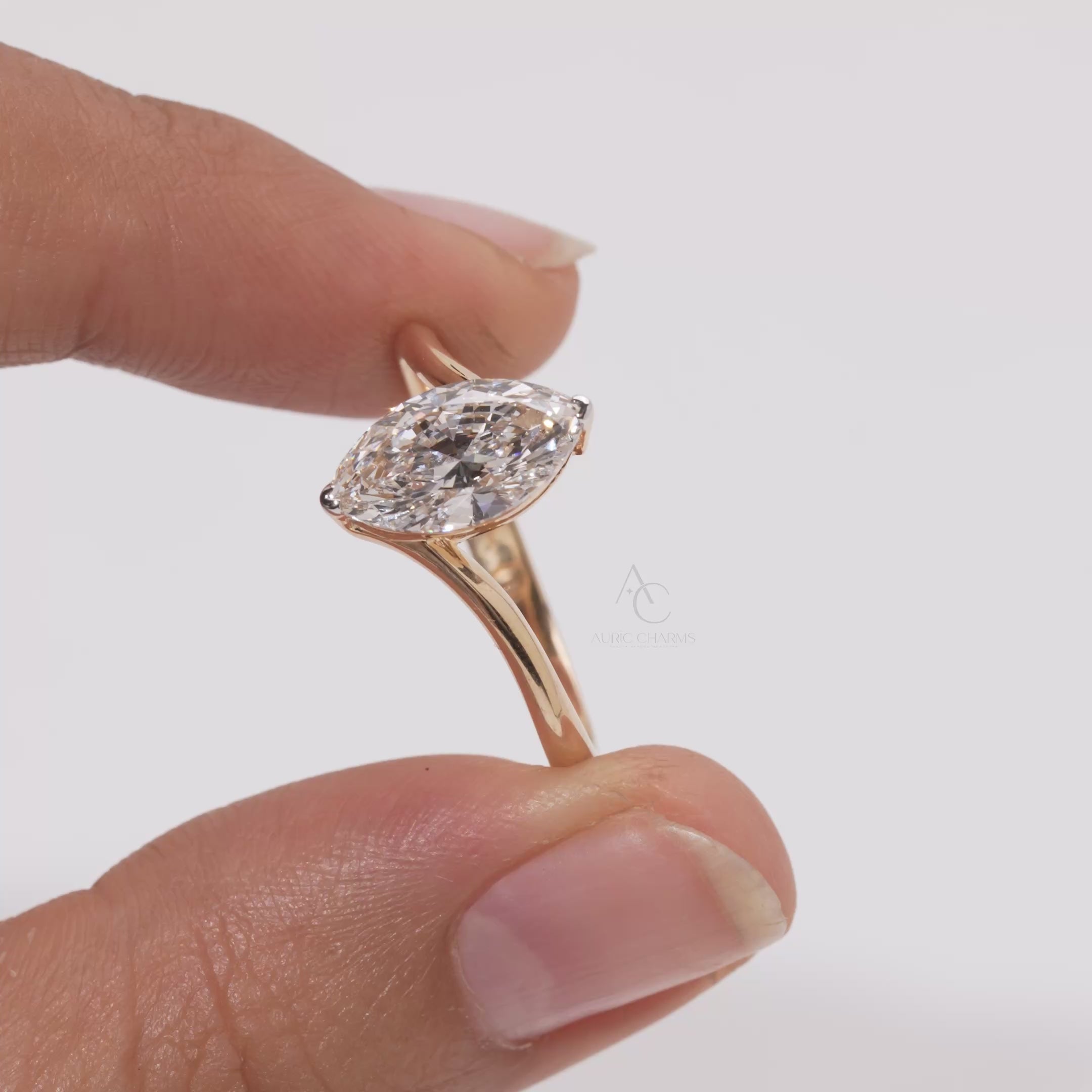 Marquise Bypass Solitaire Ring